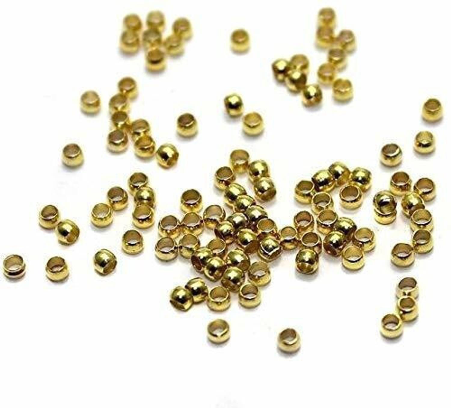Beadsnfashion Brass Crimp Beads Gold for DIY Jewelry Making and Crafts Work, Pack of 720 Pcs, Size 1 mm