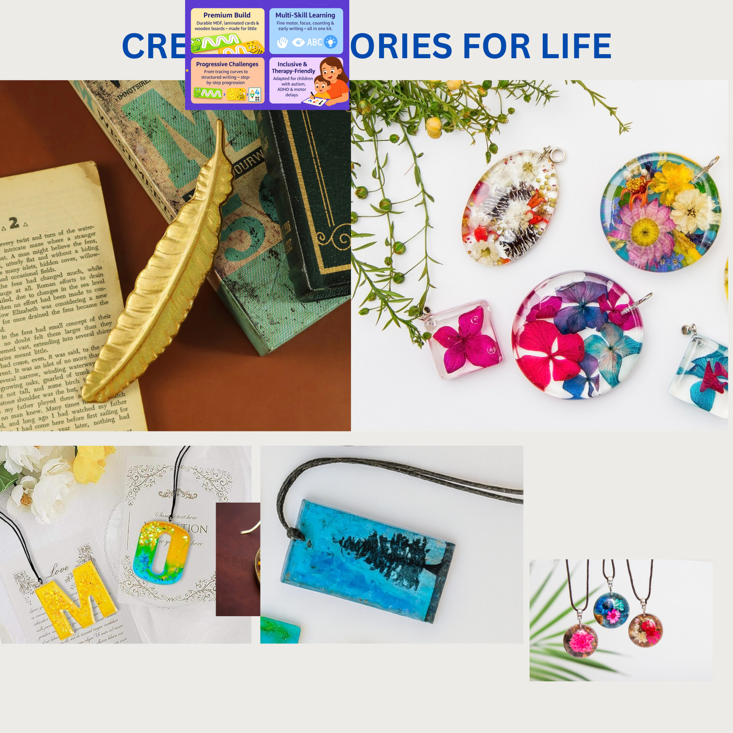 Image of Exploralearn Resin Art Kit-DIY Jewelry Making, Earrings, Keychains, Coasters & Bookmarks