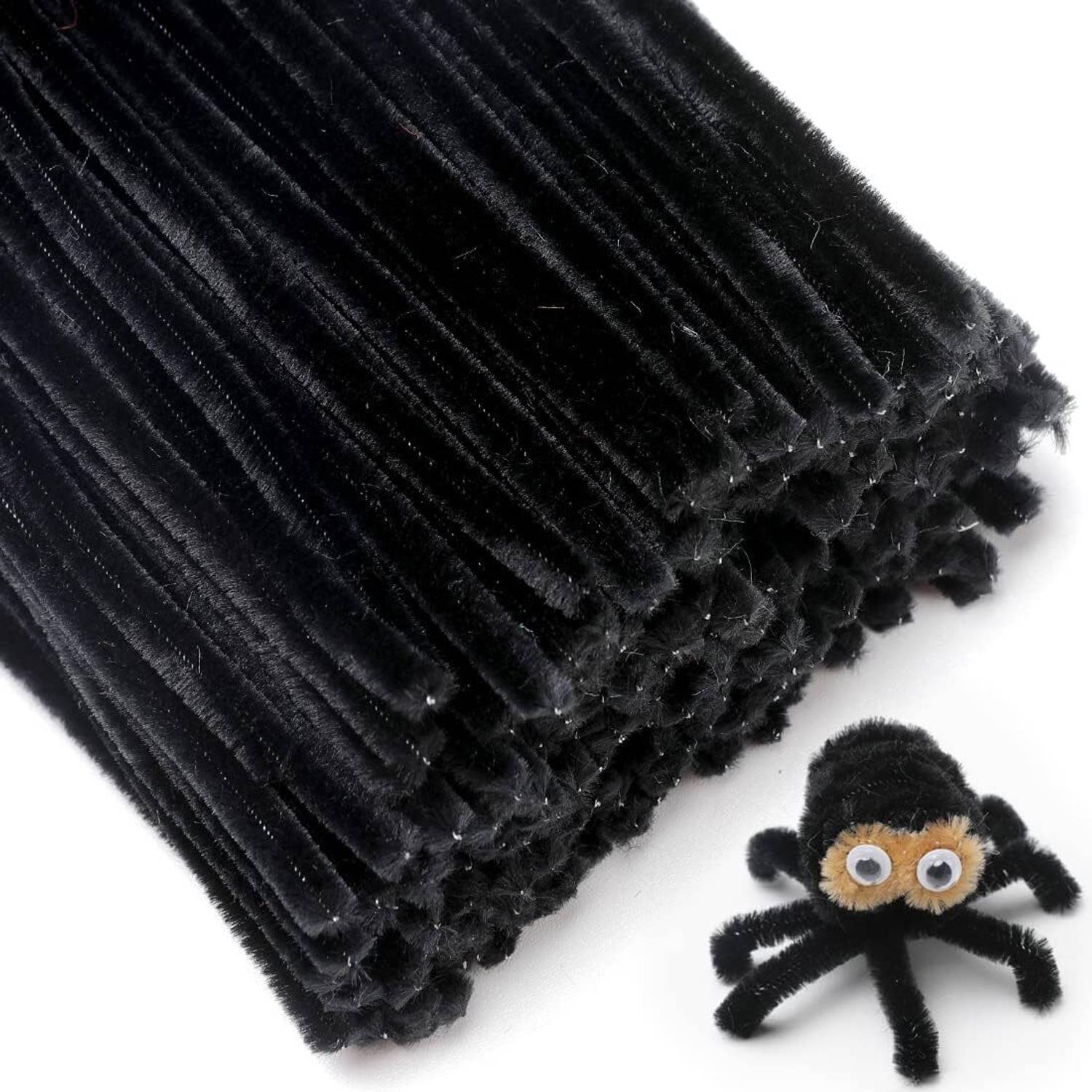 Batricher 100pcs Black Pipe Cleaner for Crafts, Chenille Stems for Arts,Crafts and DIY