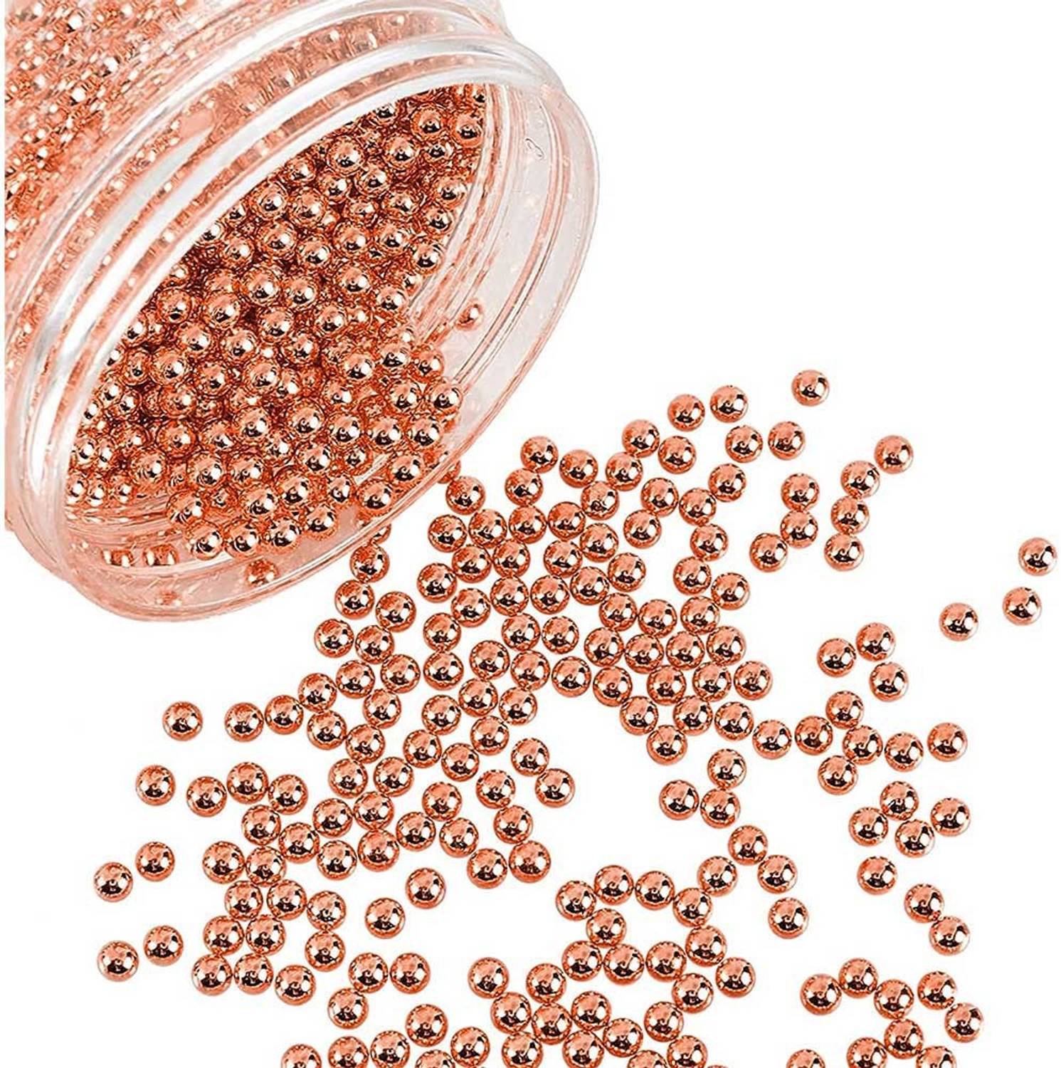 Airtick Pack of 100 Gram (400 Pcs Approx) 8mm Copper Golden Moti Balls Pearl Craft Bead