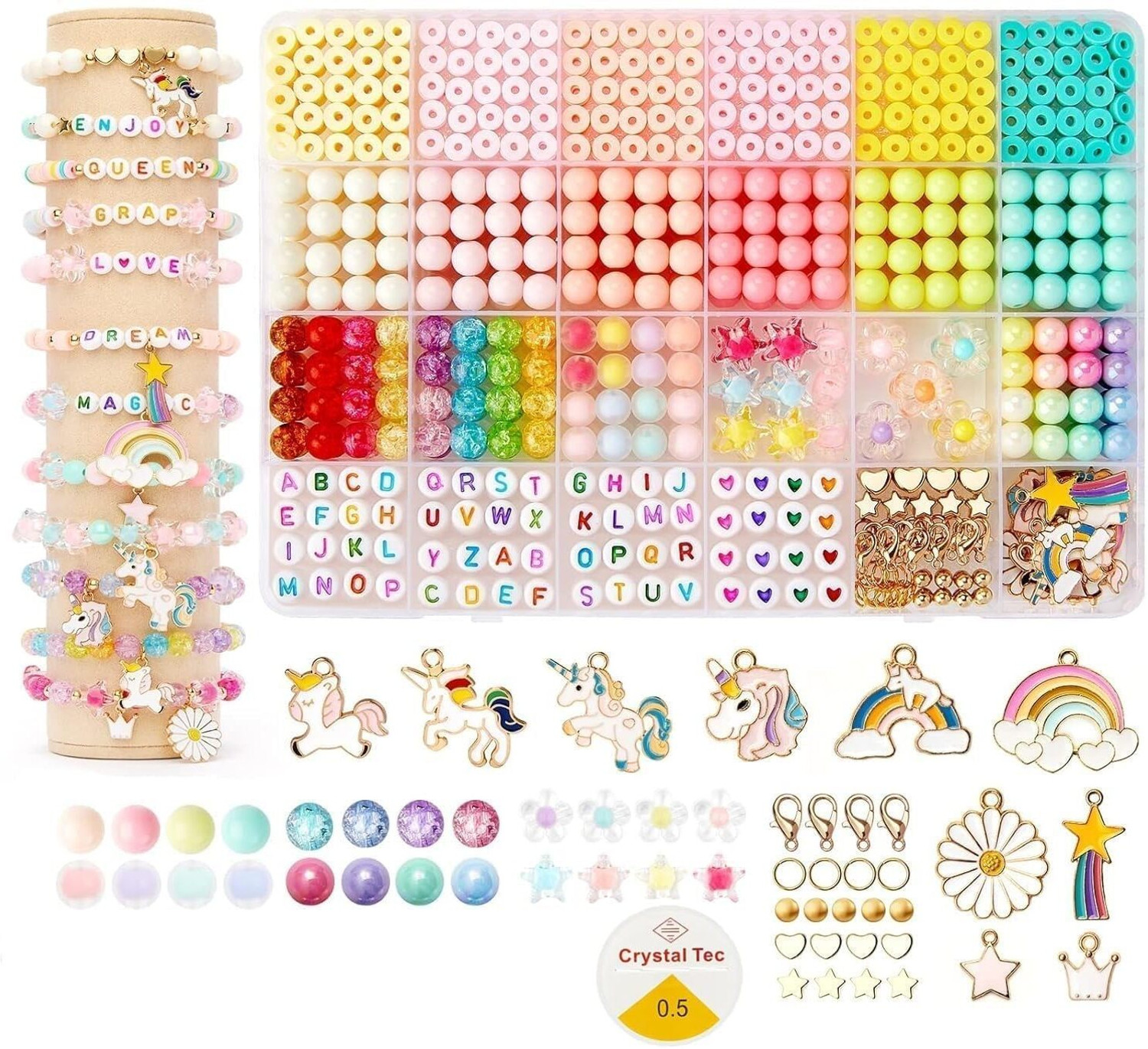 Image of BIGMOTHERS Bracelet Making Set, Clay Beads Kit, Macaron Color Beads for Bracelet for Kids