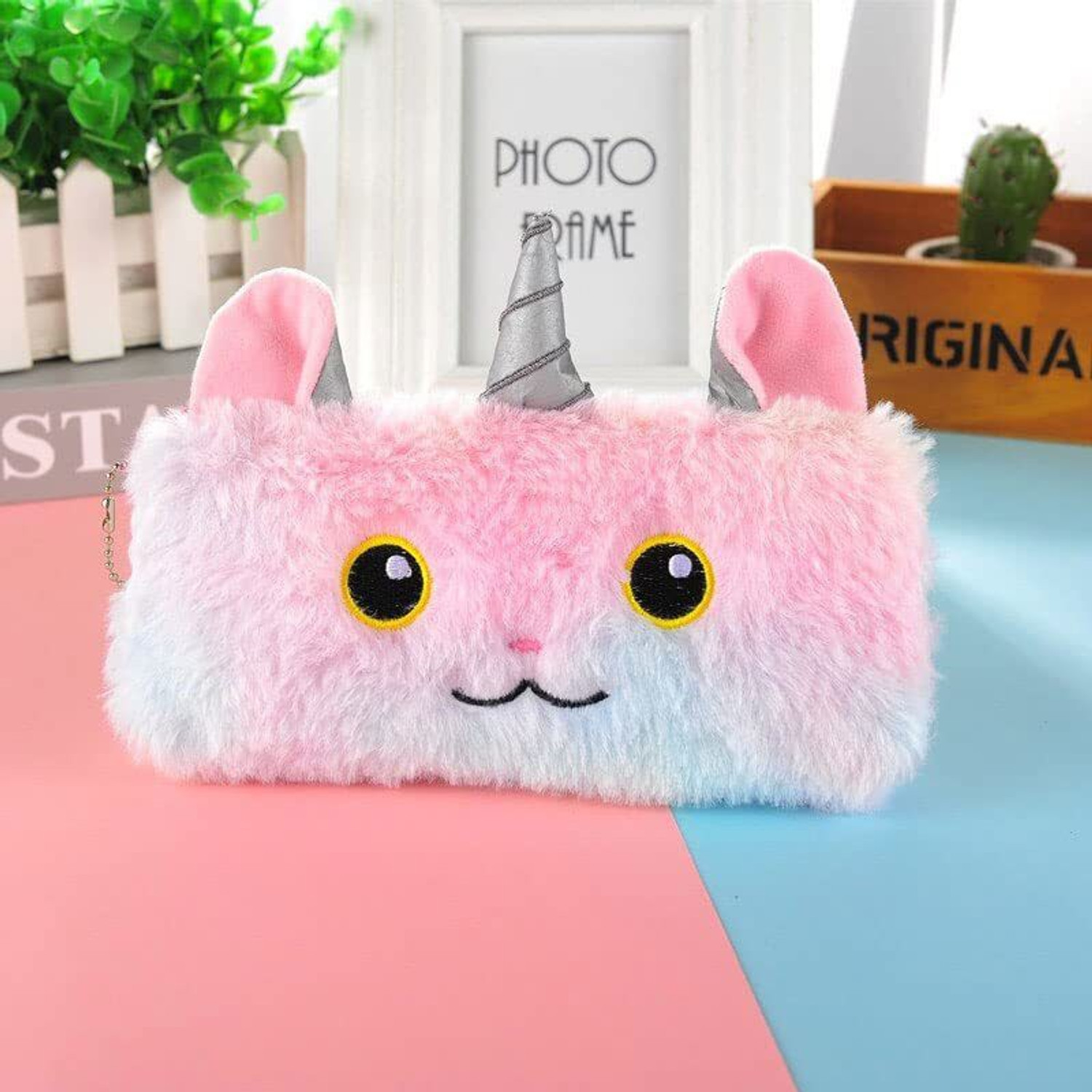 Image of NSR Group 7 Pcs Unicorn Combo - Fur Diary /Fur Pouch /Pen /Pencil /Water Pen /Eraser Gift Set