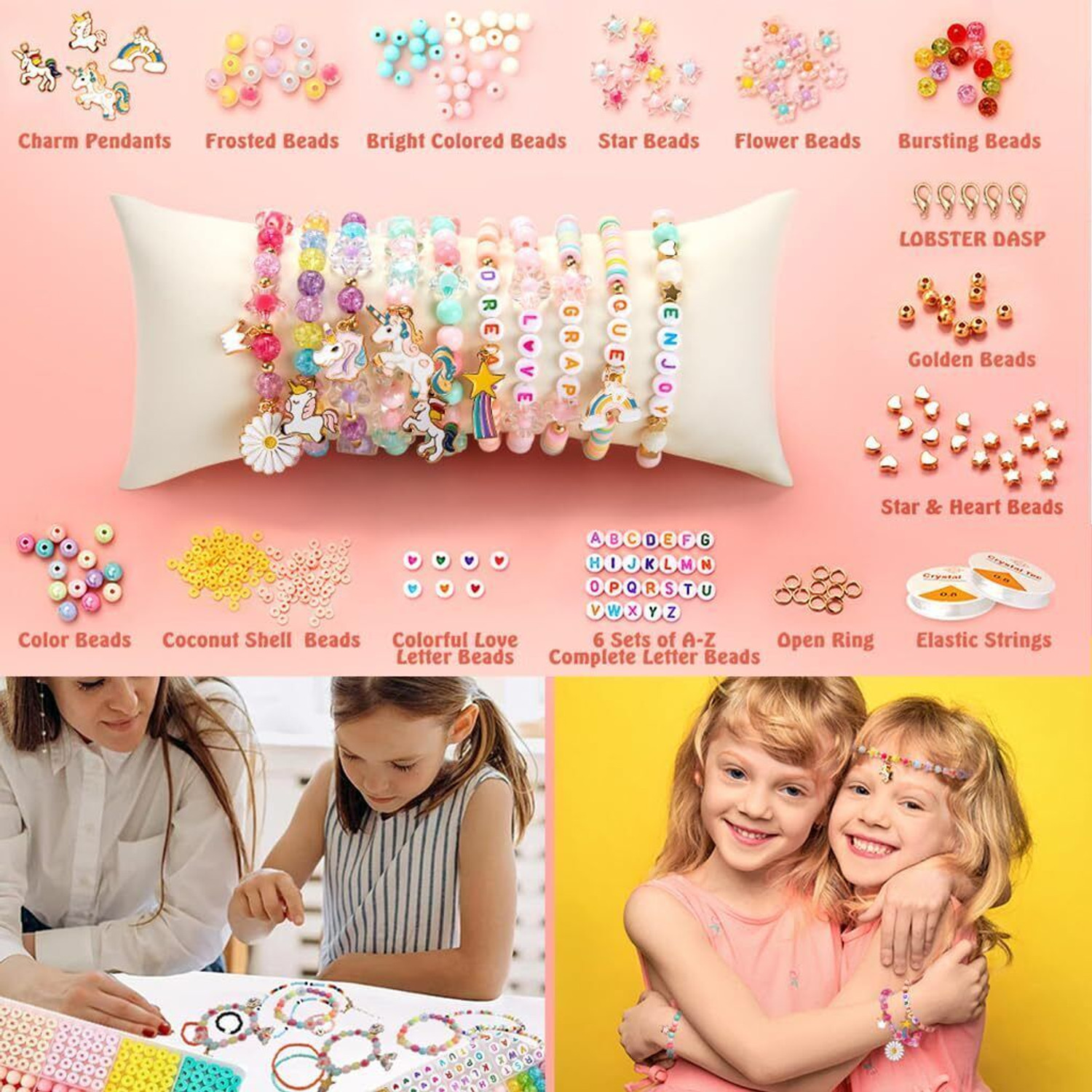 Image of FIDEO Bracelet Making Set, Clay Beads Kit, Macaron Color Beads for Bracelet Making