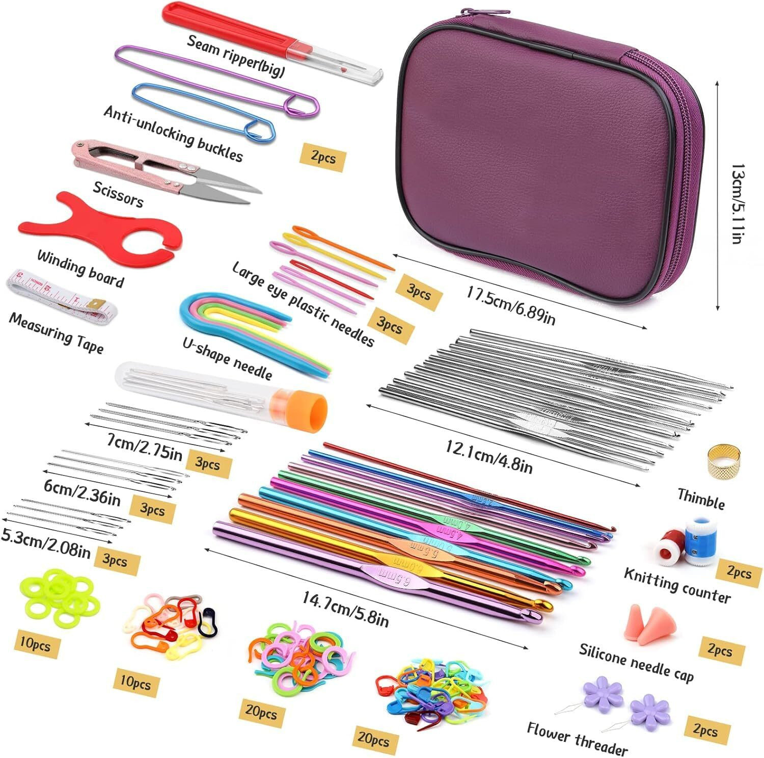 Image of Shivom 110 pcs Crochet Hook Set and Knitting Needles Set for Beginners and Experts