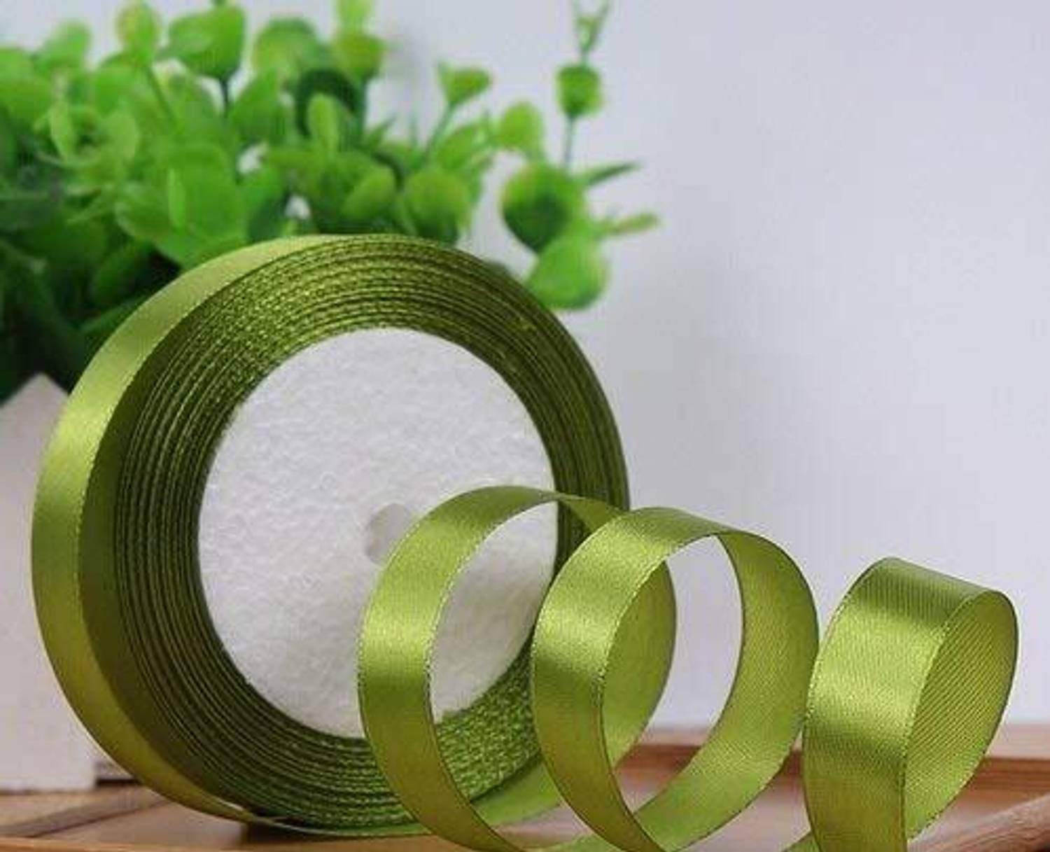 AAASAH Satin Ribbons for Decorations Art & Craft Olive Green Color 5 Roll: 42.5 Meter