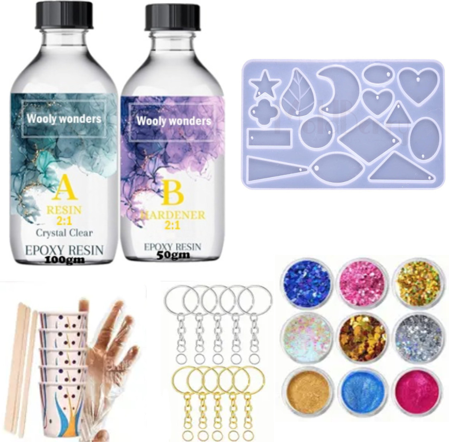 Image of Qroof Resin Alphabet Keychain Making Kit with Moulds