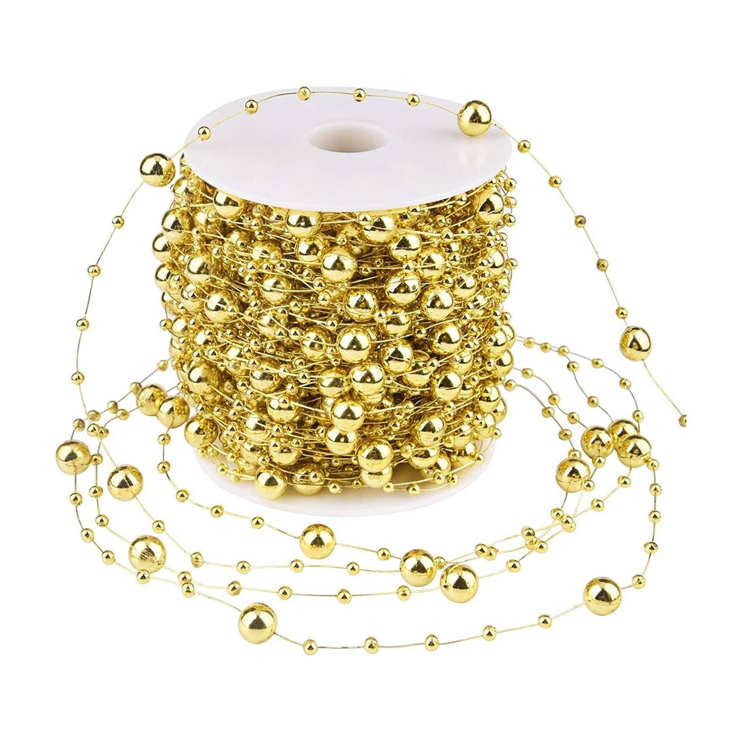 3A Featuretail 10 Mtr Faux Pearl Beads Chain 3 mm for Jewelry Making, Garments, Craft Accessory