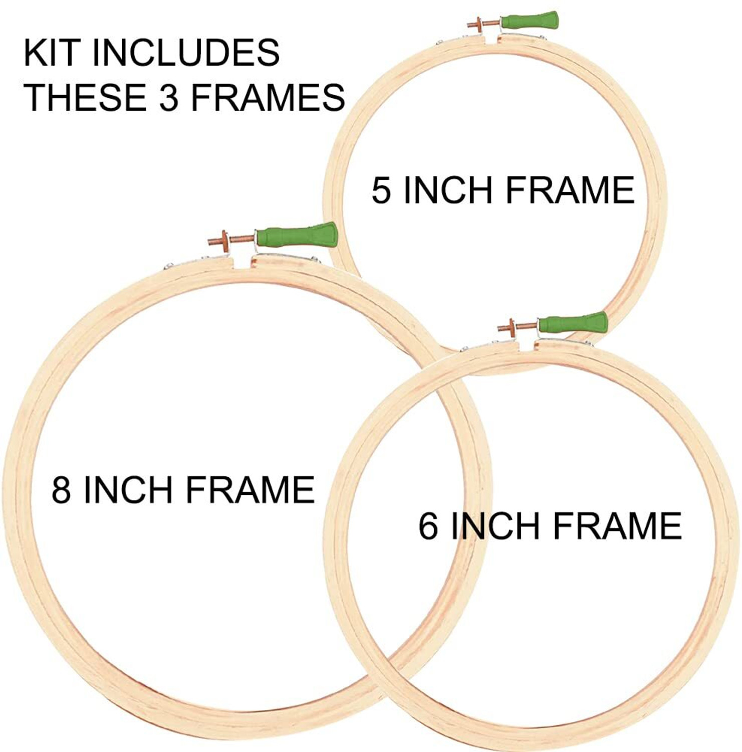 Image of Qroof WOODEN EMBROIDERY HOOP RING FRAME PACK OF 3 Embroidery Frame
