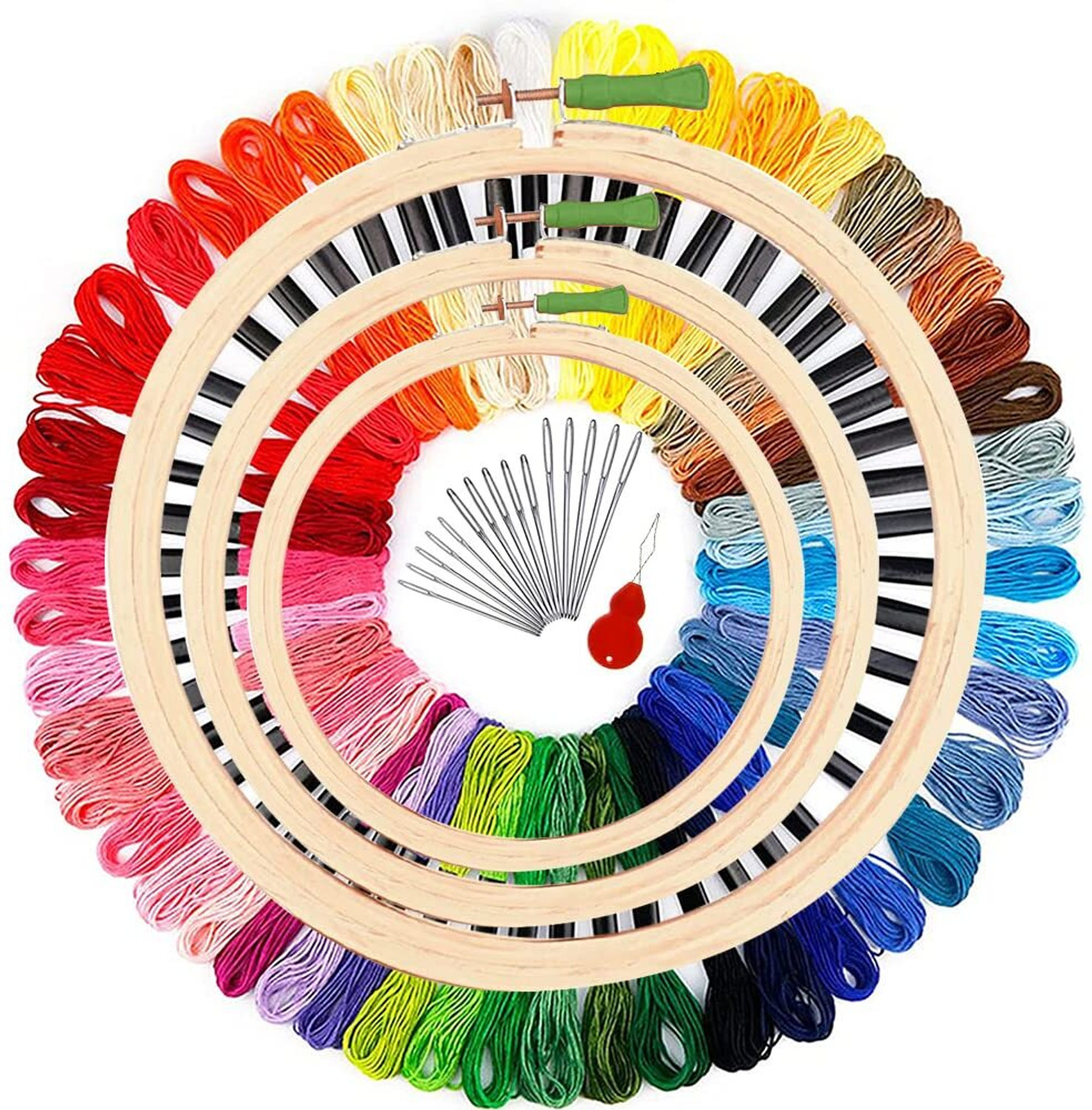 Image of Qroof WOODEN EMBROIDERY HOOP RING FRAME PACK OF 3 Embroidery Frame