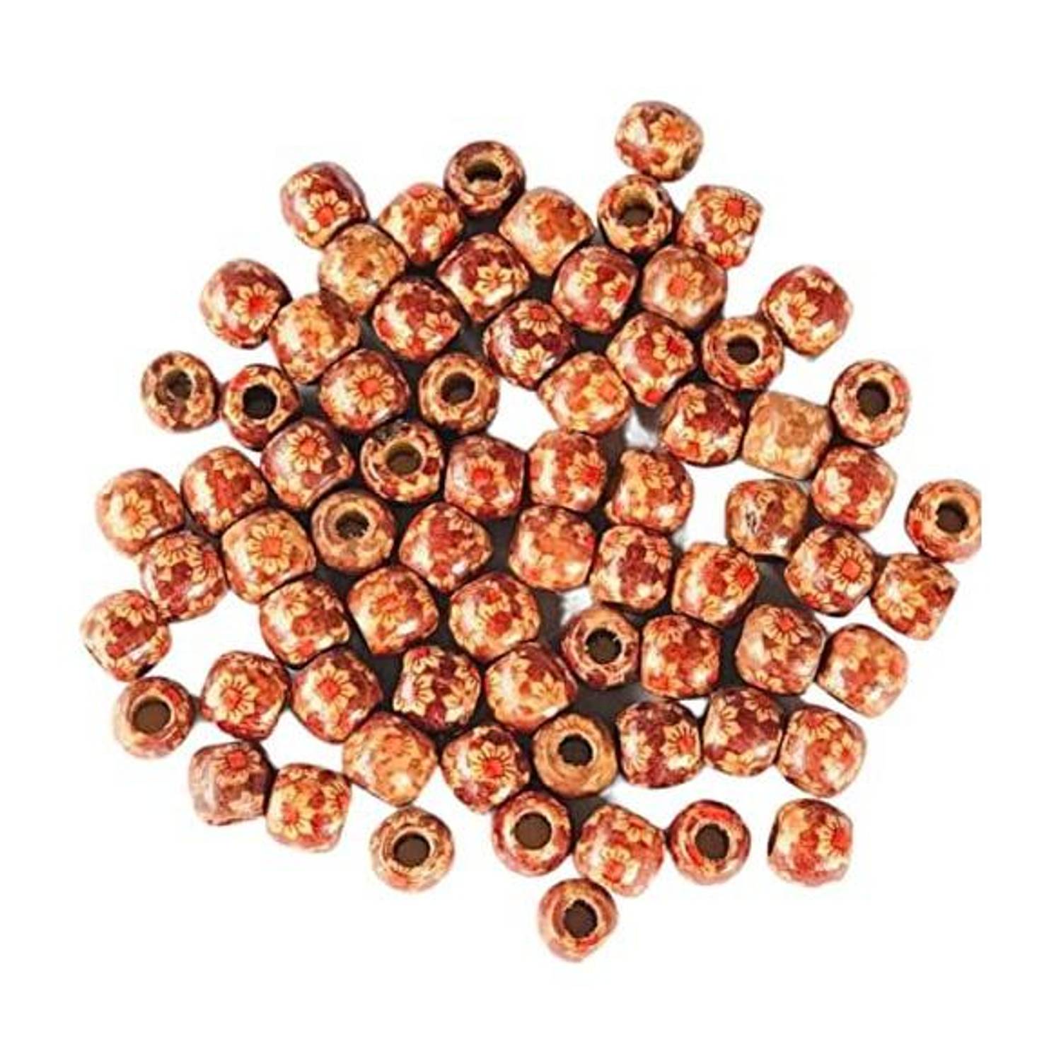 AAASAH 12mm Printed Round Wooden Beads for Jewelry Making Spacer Charms Pack of 100 Pcs