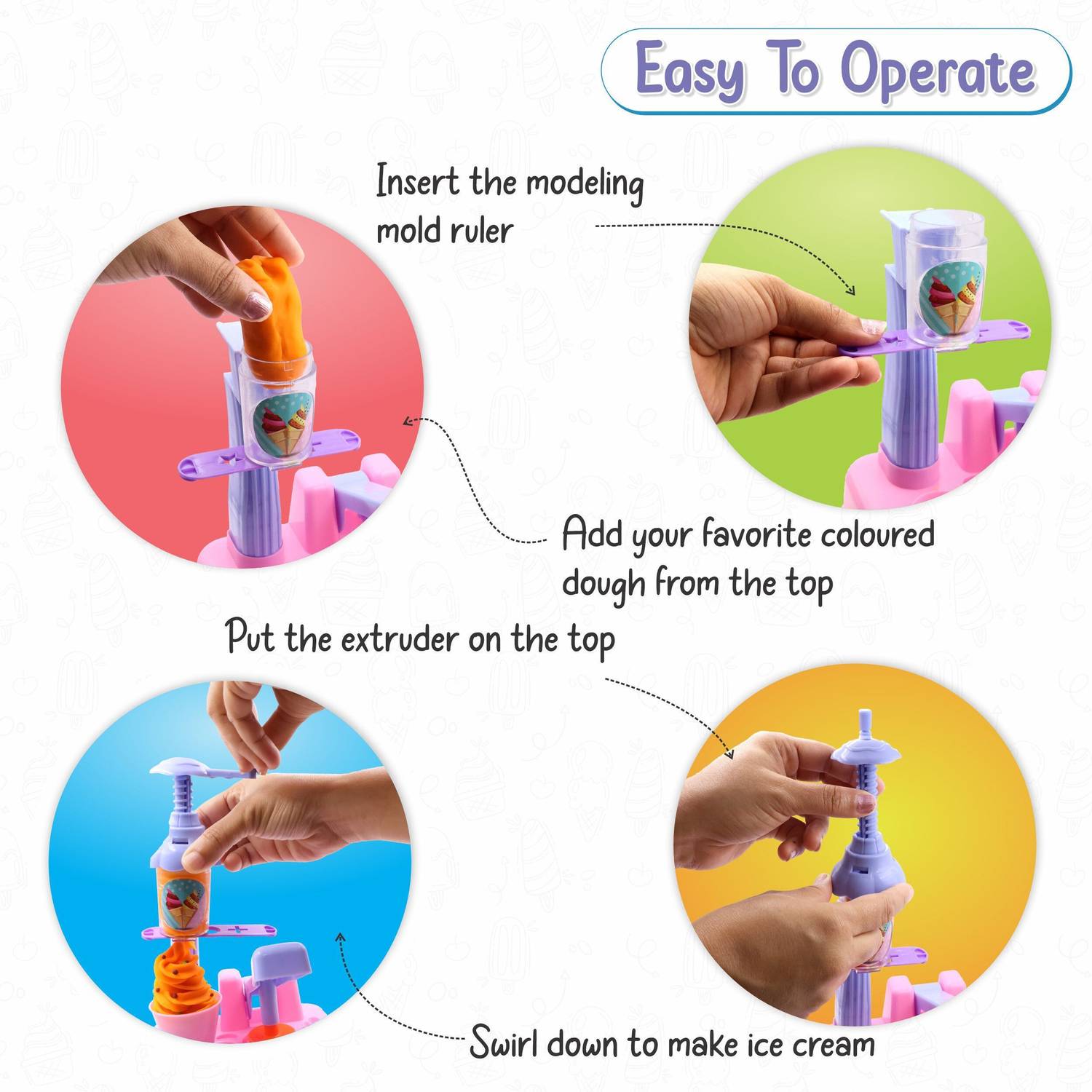 CHANAK Play Dough IceCream Maker Set 6 Tubes - Image 3