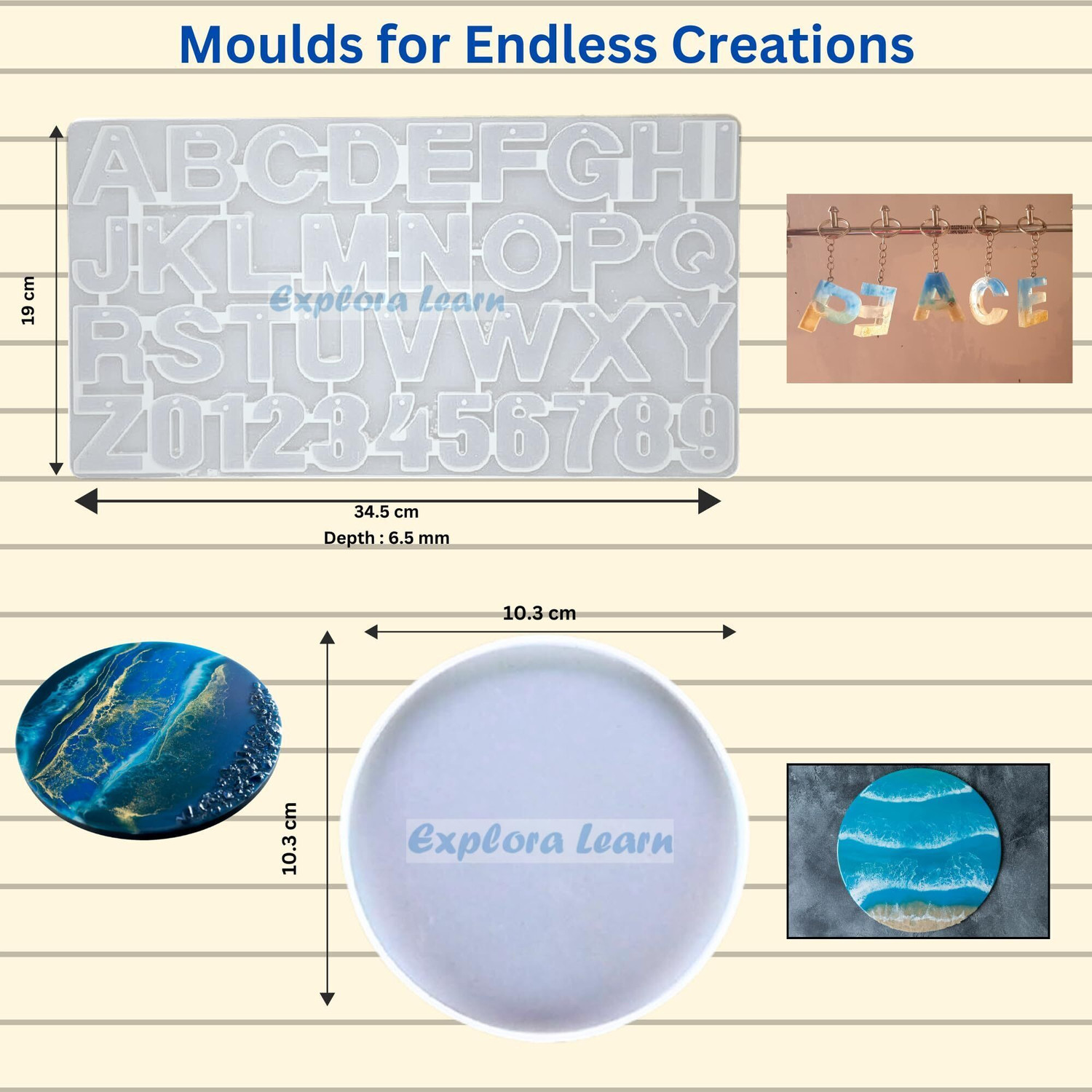 Image of Exploralearn Ultimate Resin Art Kit - DIY Alphabet and Coaster Kit with 200 gm Epoxy Resin