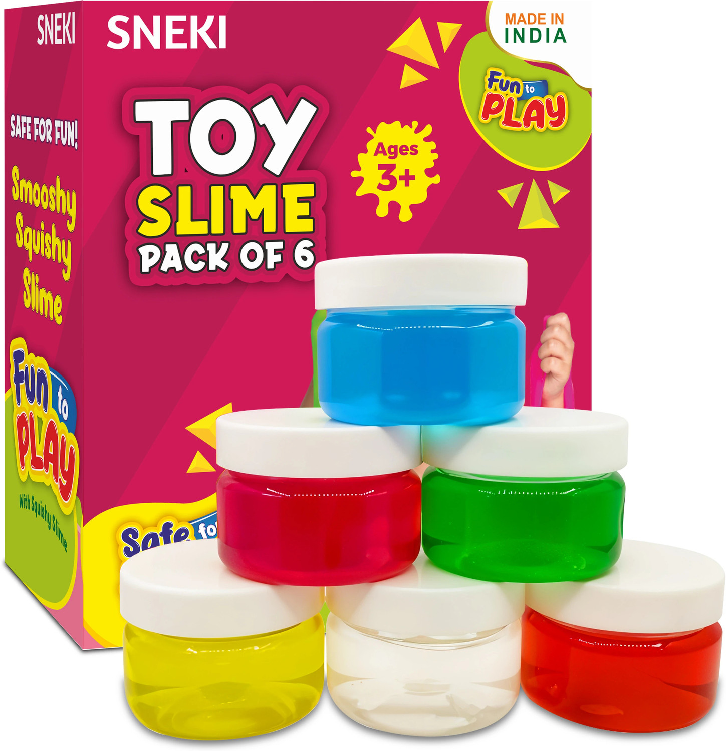 Image of sneki (Pack Of 6) DIY Multicolor Scented Magical Slimy Slime Gel Jelly Set Kit Air Dry Magic Crystal Clay Putty Toy Kit for Girls Boys kids Slime