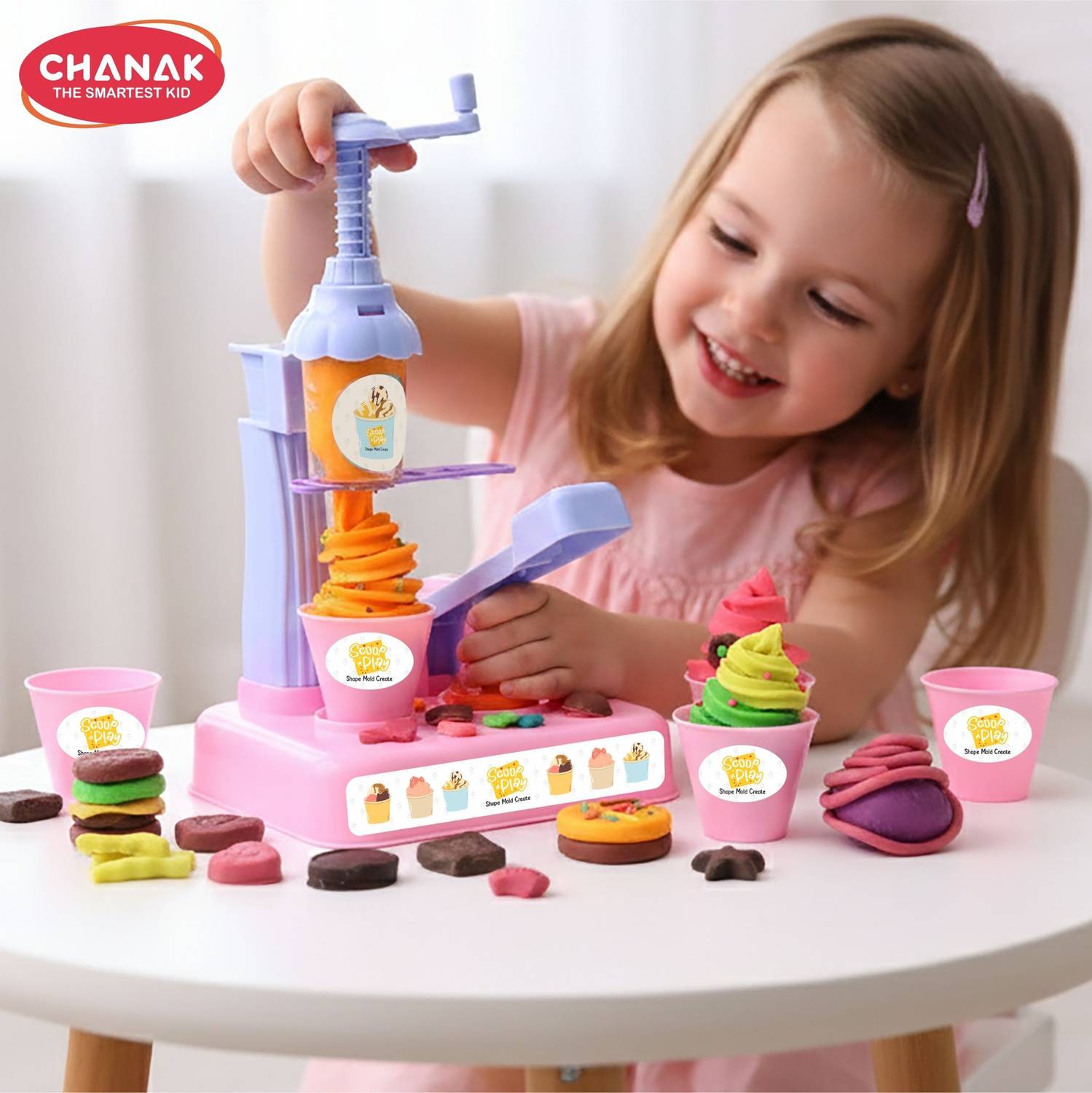 CHANAK Play Dough IceCream Maker Set 6 Tubes - Image 1