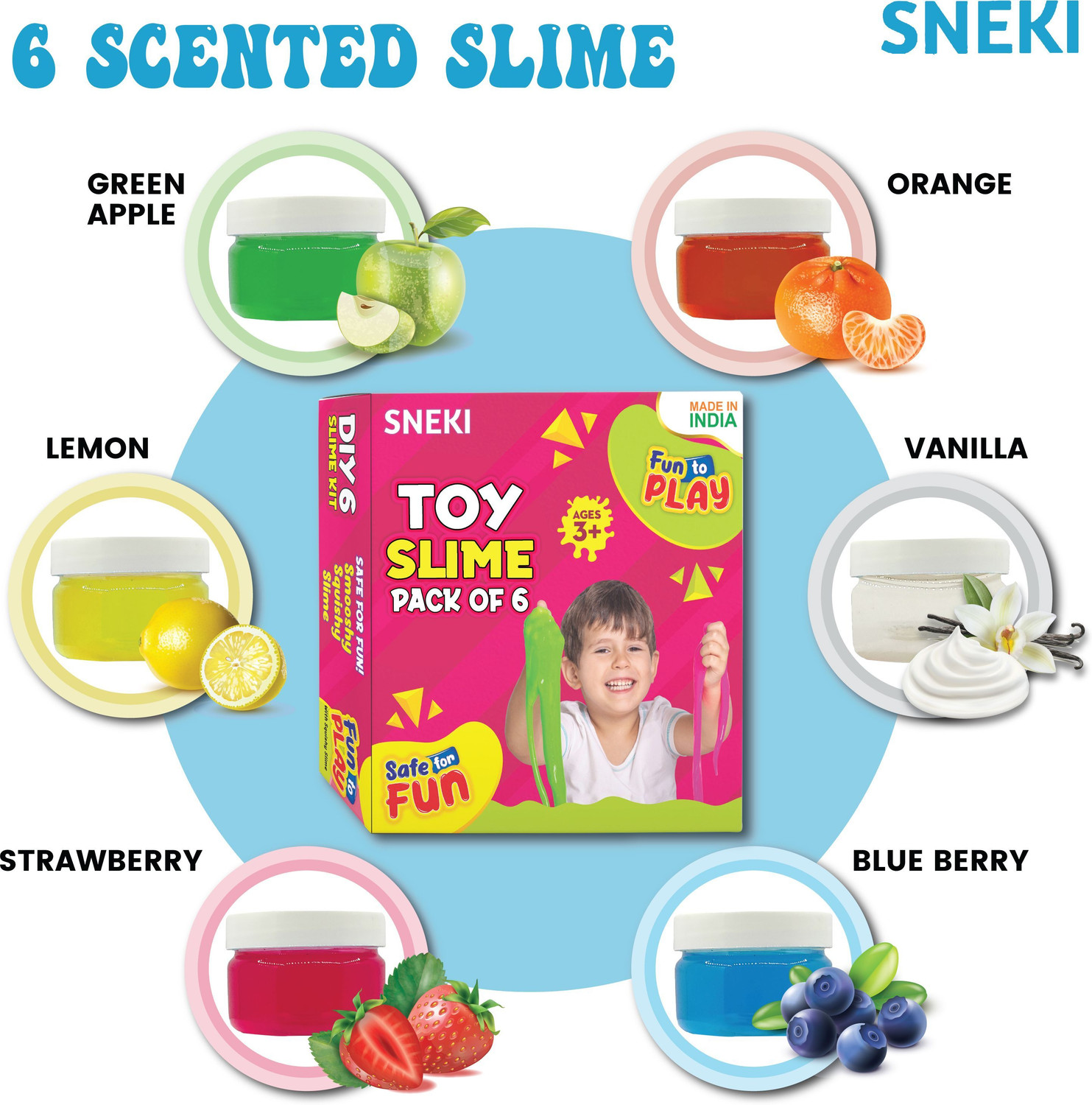 Image of sneki (Pack Of 6) DIY Multicolor Scented Magical Slimy Slime Gel Jelly Set Kit Air Dry Magic Crystal Clay Putty Toy Kit for Girls Boys kids Slime