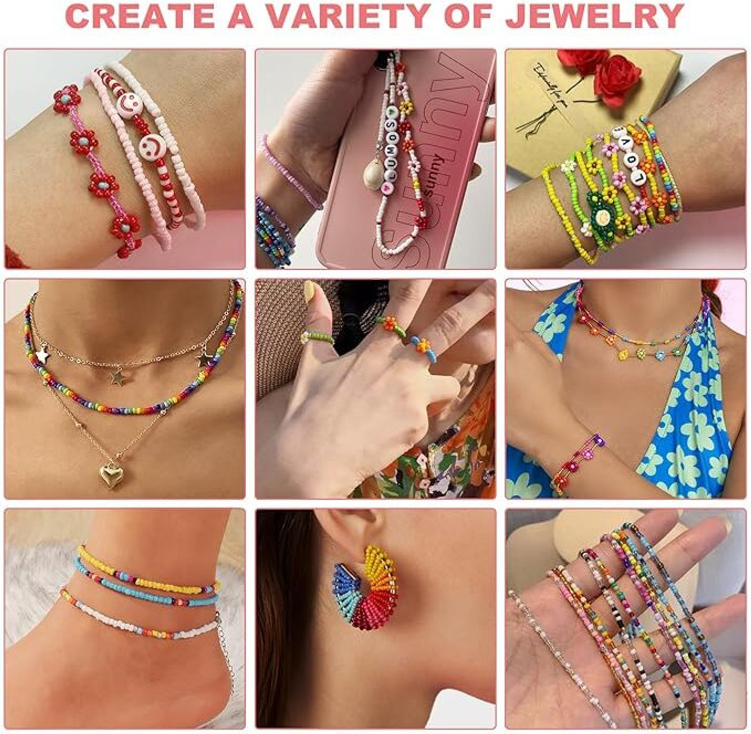 Image of FLEXIFIND 17000pcs 2mm Glass Seed Beads for Jewelry Making Kit