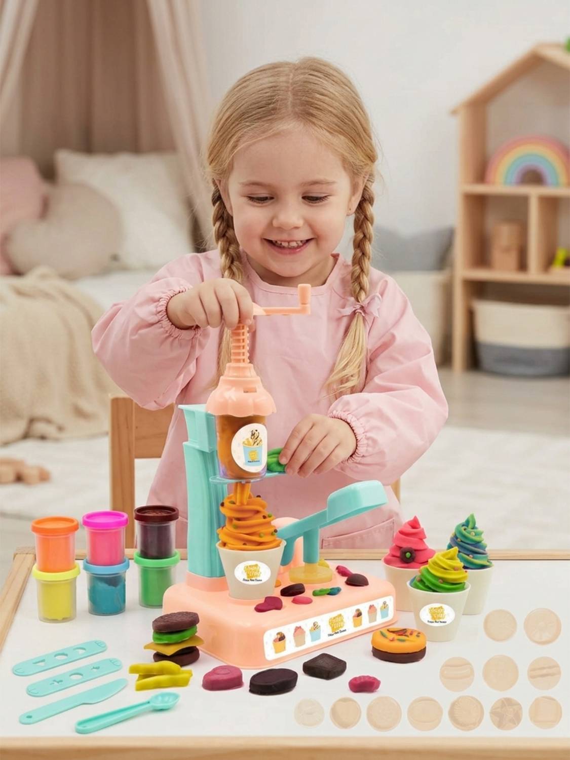 333MART 6 Color Play Dough Ice Cream Maker Set, Non-Toxic Dough Kitchen Ice Cream Maker
