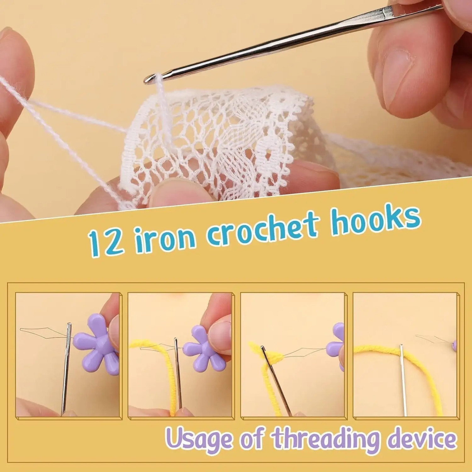Image of Shivom 110 pcs Crochet Hook Set and Knitting Needles Set for Beginners and Experts