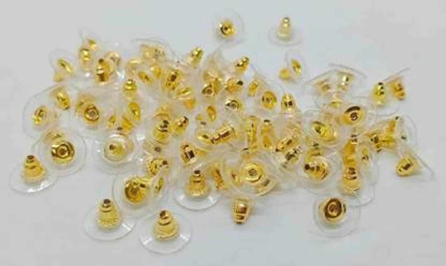 AAASAH Earring Backs Clear Rubber Earring Stoppers - 100 piece Golden