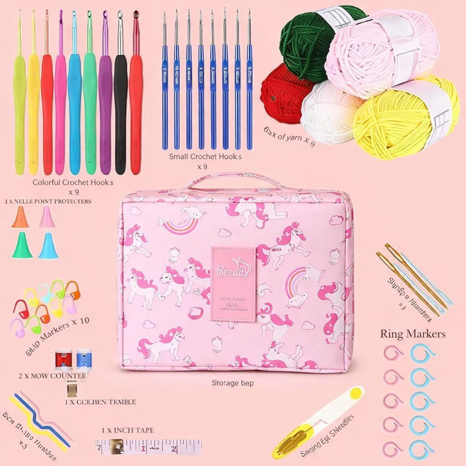 Image of Shivom Crochet Kit for Beginners & Adults, 68 Pcs Yarn, Hooks & DIY Gift Set
