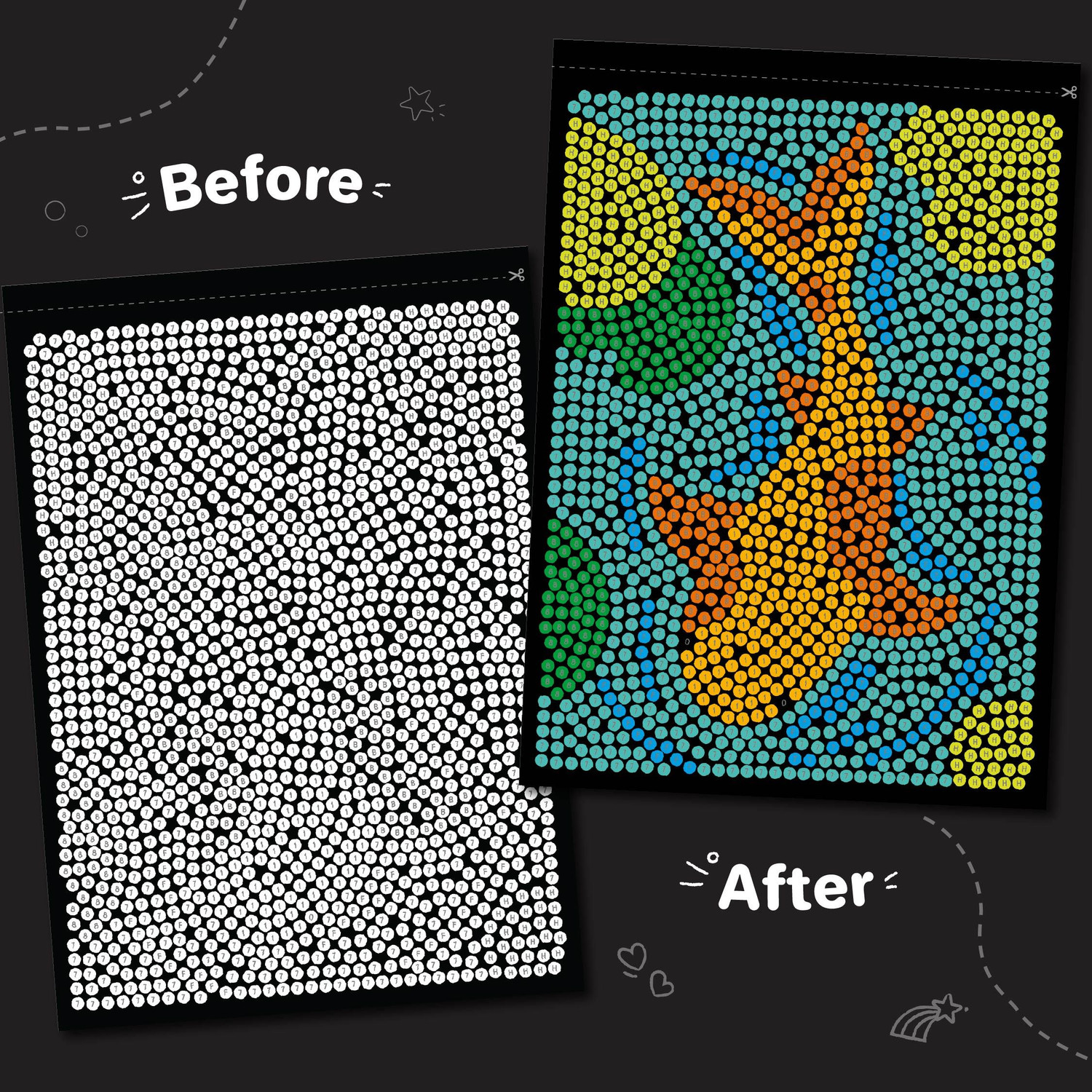 Image of Imagimake Mystery Mosaic Landscapes | Paint by Numbers Kit |Mess free Travel friendly Kit