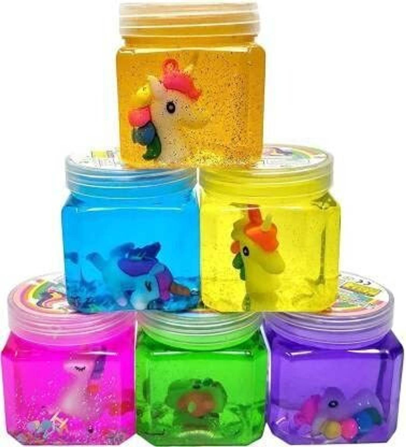 Atipriya Pack of 6 Unicorn Slime Clay with a Unicorn Toy Inside Slime