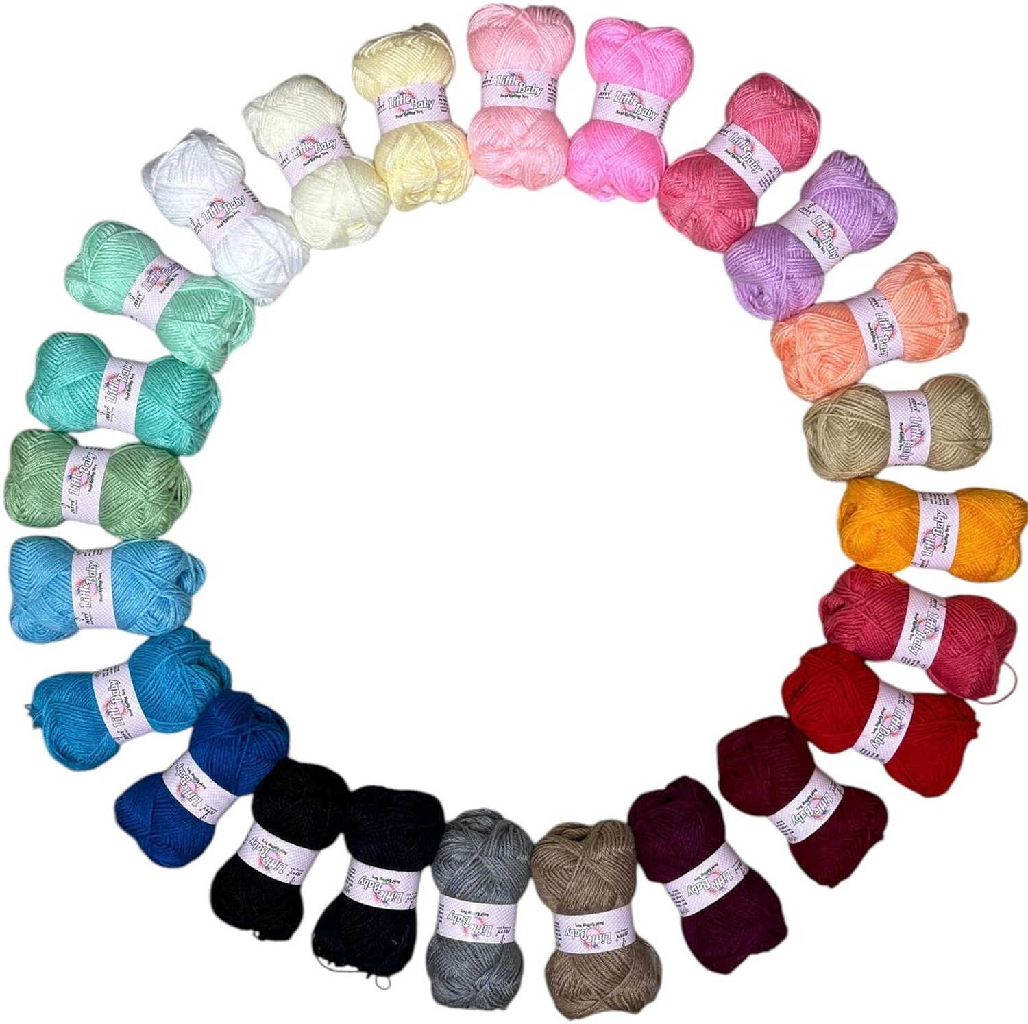 Image of JEFFY Multicolor Yarn Pack of 24 Wool Balls (1 Ball / 20 Grams) 100% Acrylic.