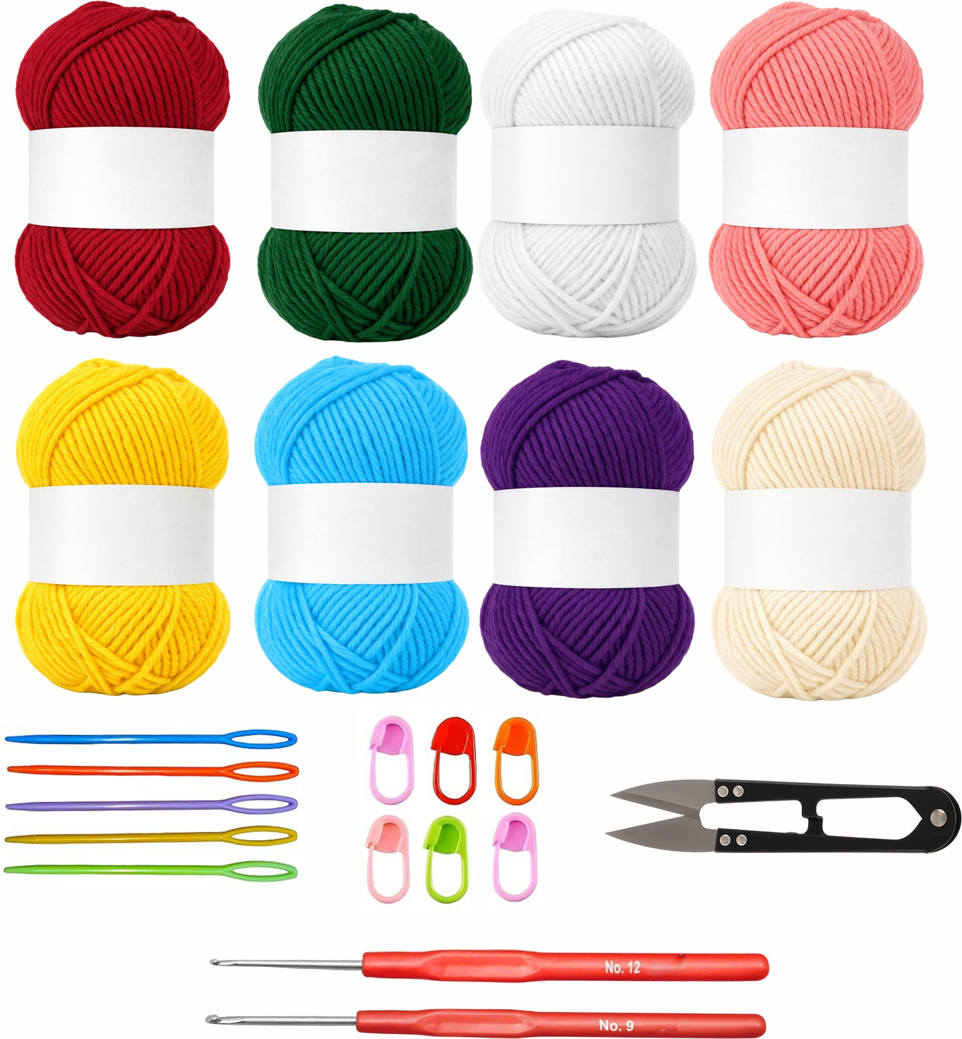 Nibras Crochet Kit for Beginners with Acrylic Yarn, Hook & Accessories