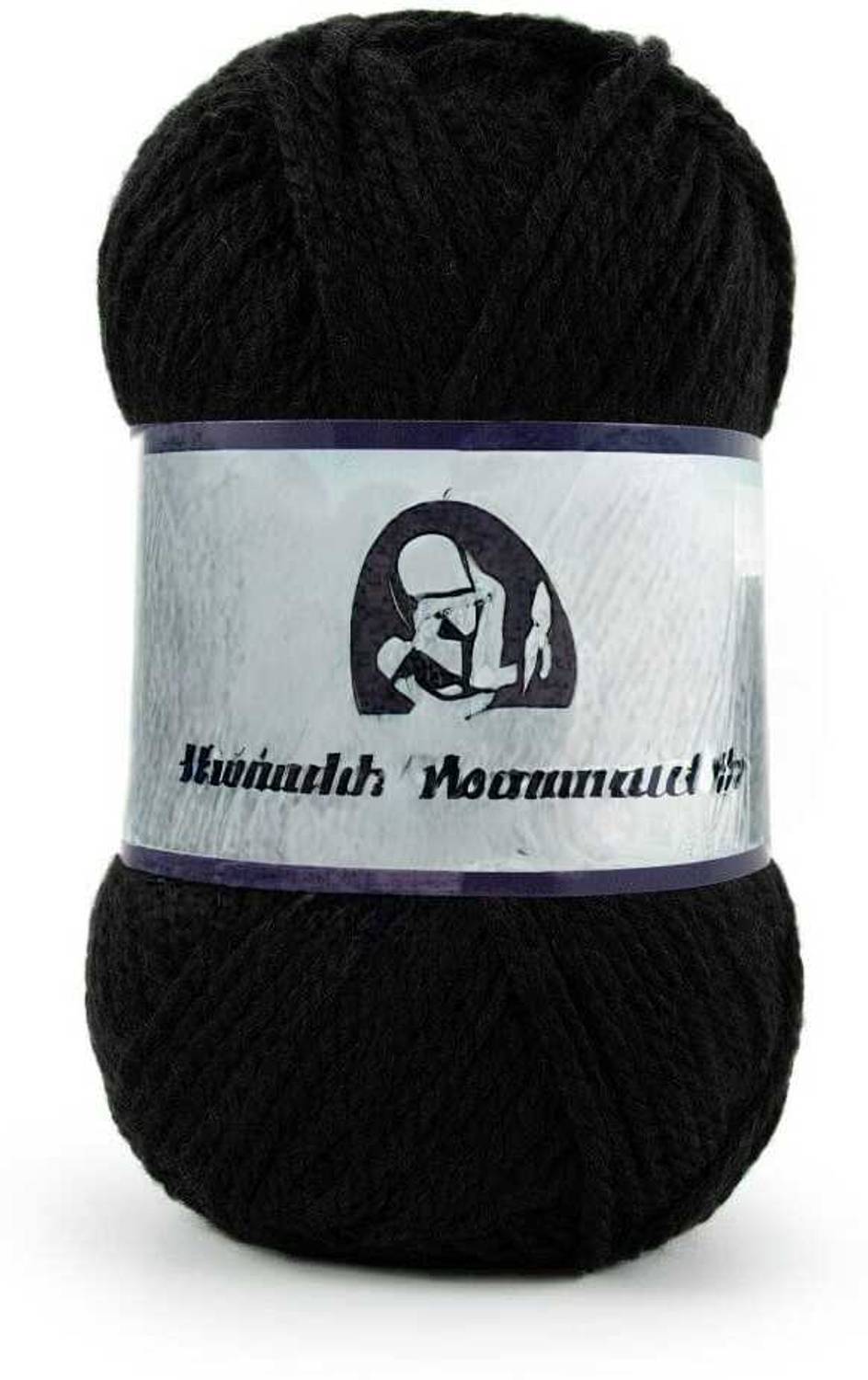Waaome Black Wool 200gm + 1 Steel Kurusiya Knitting Yarn - Image 2