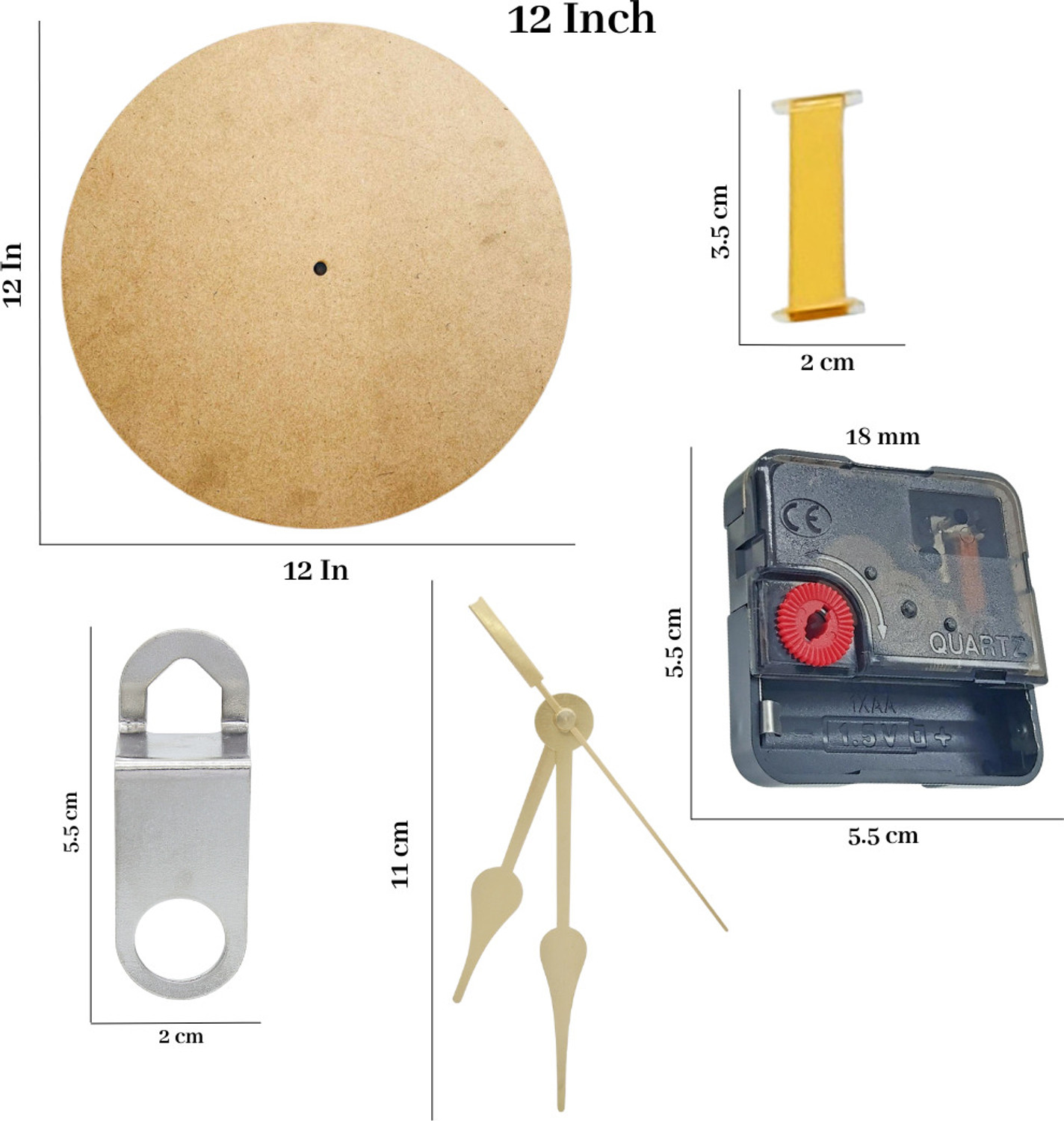 Image of R H lifestyle Round MDF Wooden Clock Set with Roman Number DIY Resin Clock Material, 12 Inch