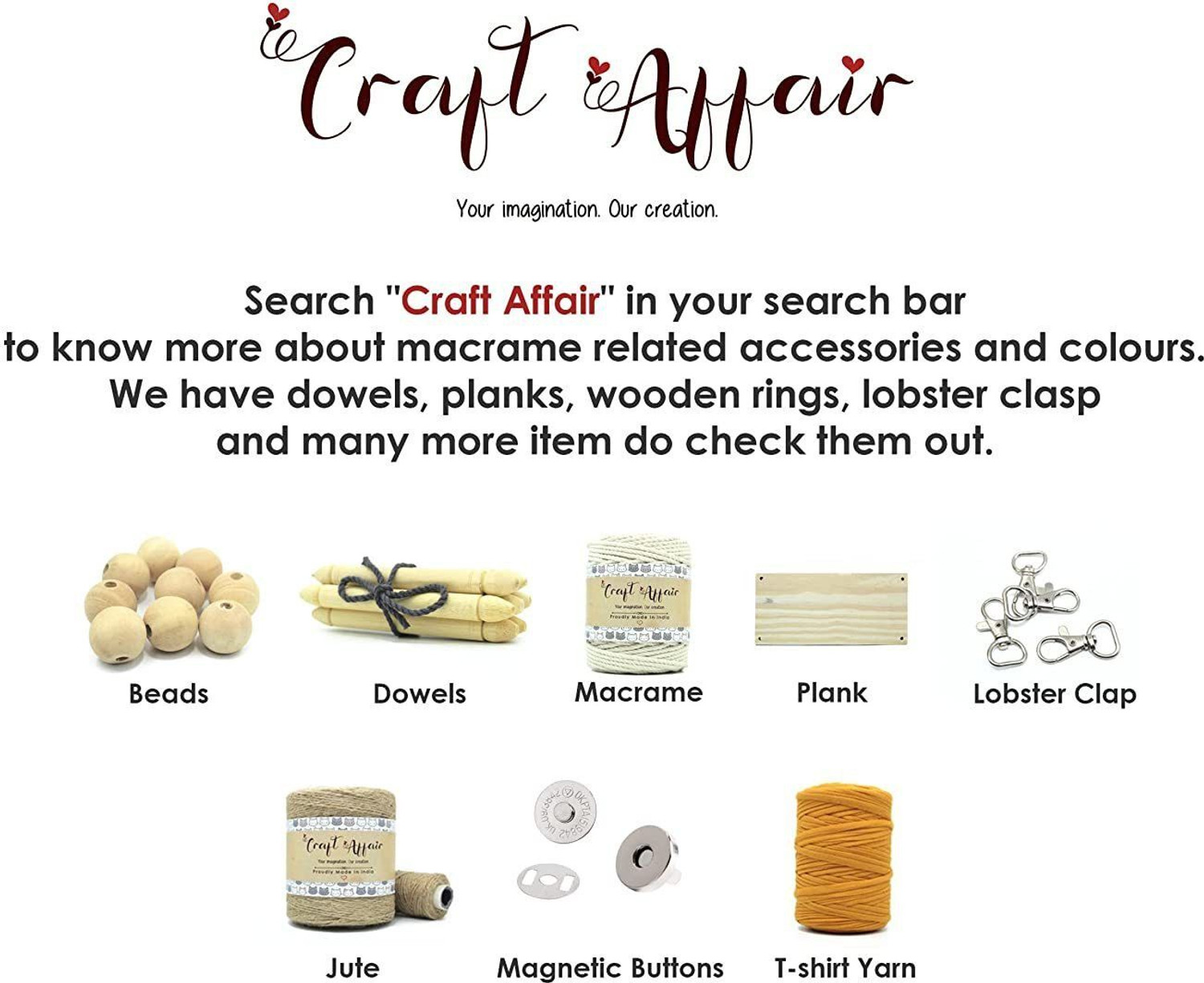 Image of Craft Affair | 3ply Twisted Cotton Macrame Cord 3mm | With Free 7cm Wooden Ring | Pack of 8