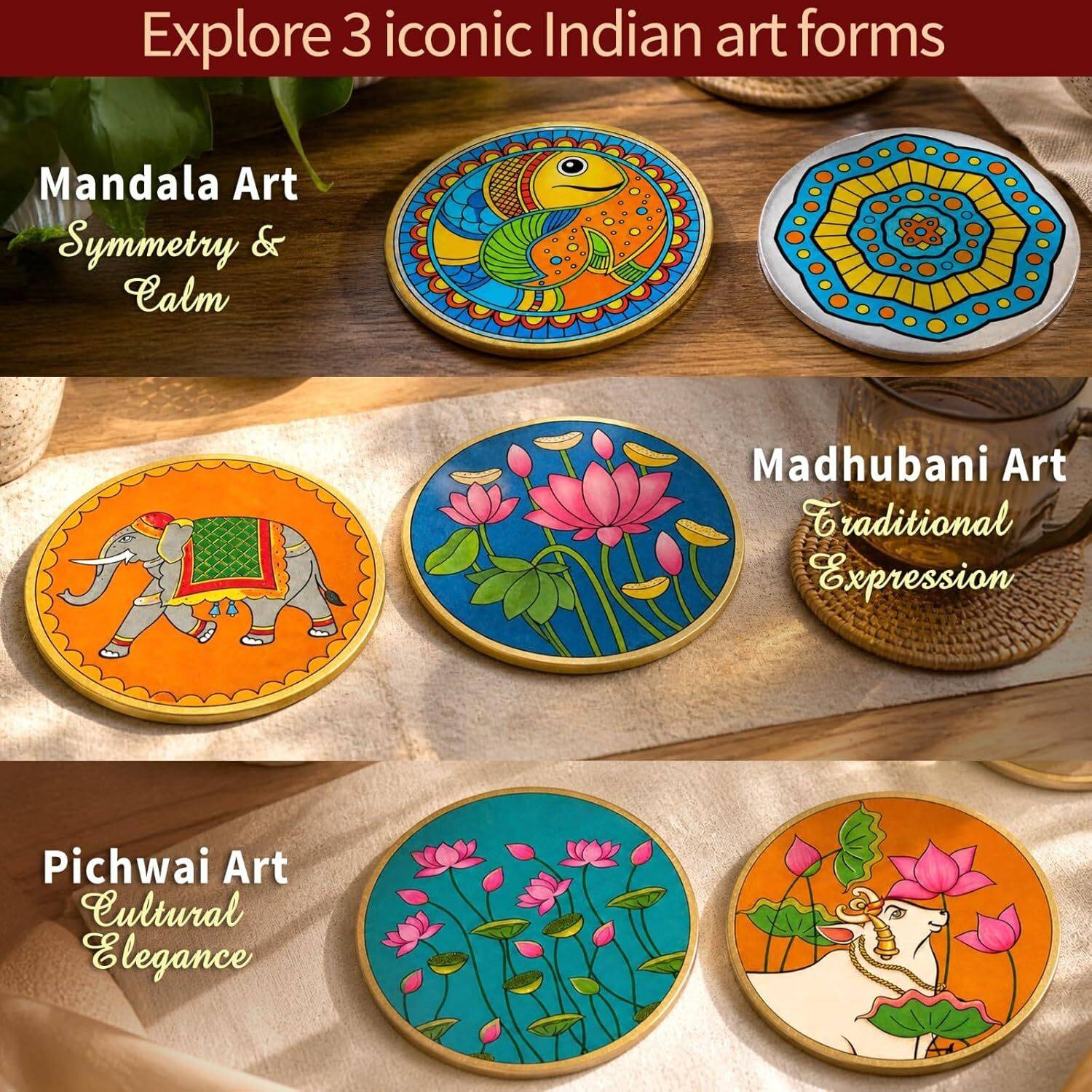 MINDPILOT 3 in 1 Indian Painting Coaster Kit - Image 3