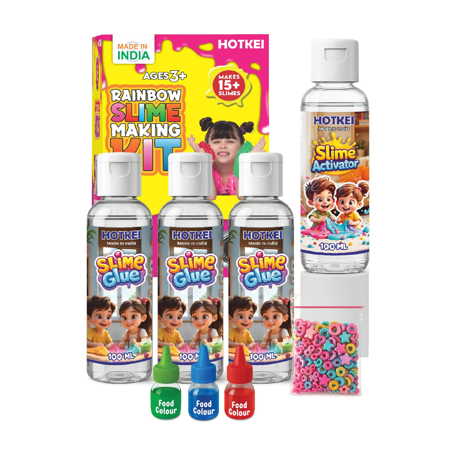 Image of HOTKEI (DIY 15+ Slimes) Multicolor Slime Activator Glue Making Kit Set for Kids