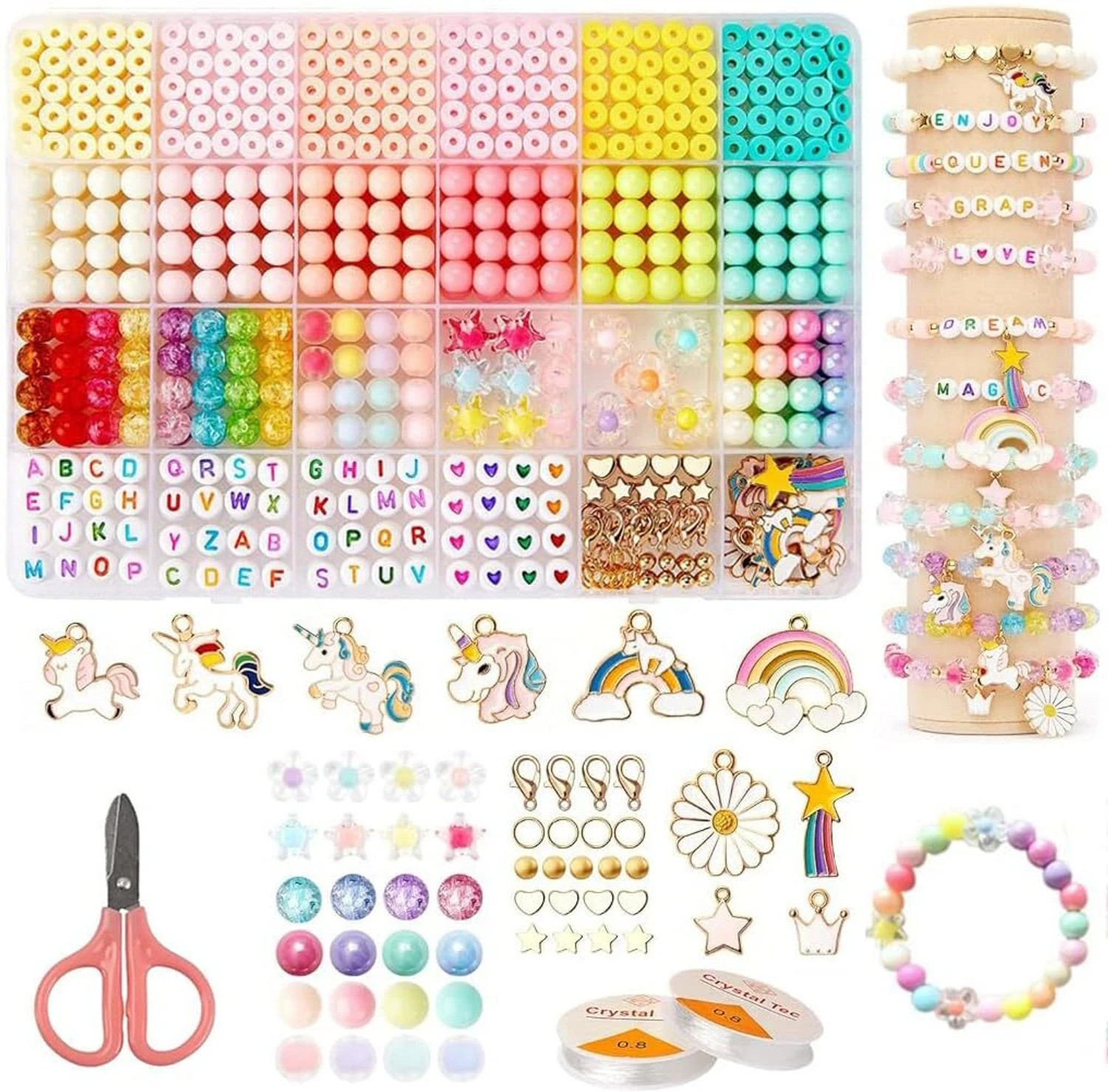 Image of FIDEO Bracelet Making Set, Clay Beads Kit, Macaron Color Beads for Bracelet Making