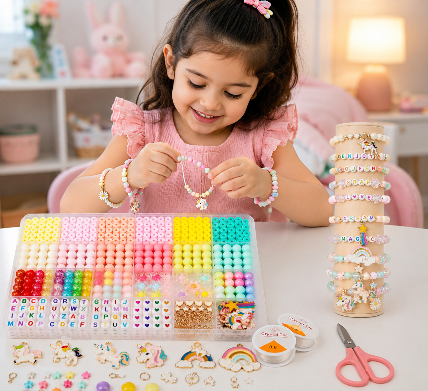 Image of Croyki DIY Bracelet Making Kit Girls Jewelry Making Kit Colorful Beads Alphabet Beads