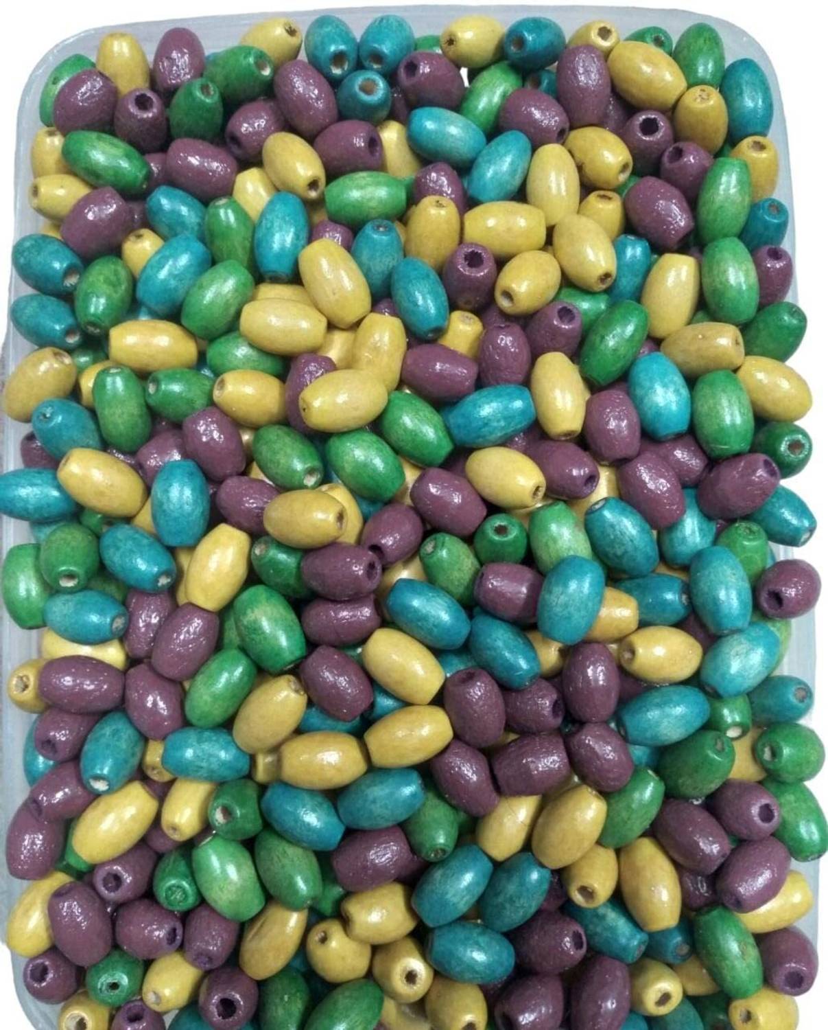 AAASAH Wooden Tube Beads For Jewellery Making 14X8 mm, Multicolour Pack of 100 Pcs