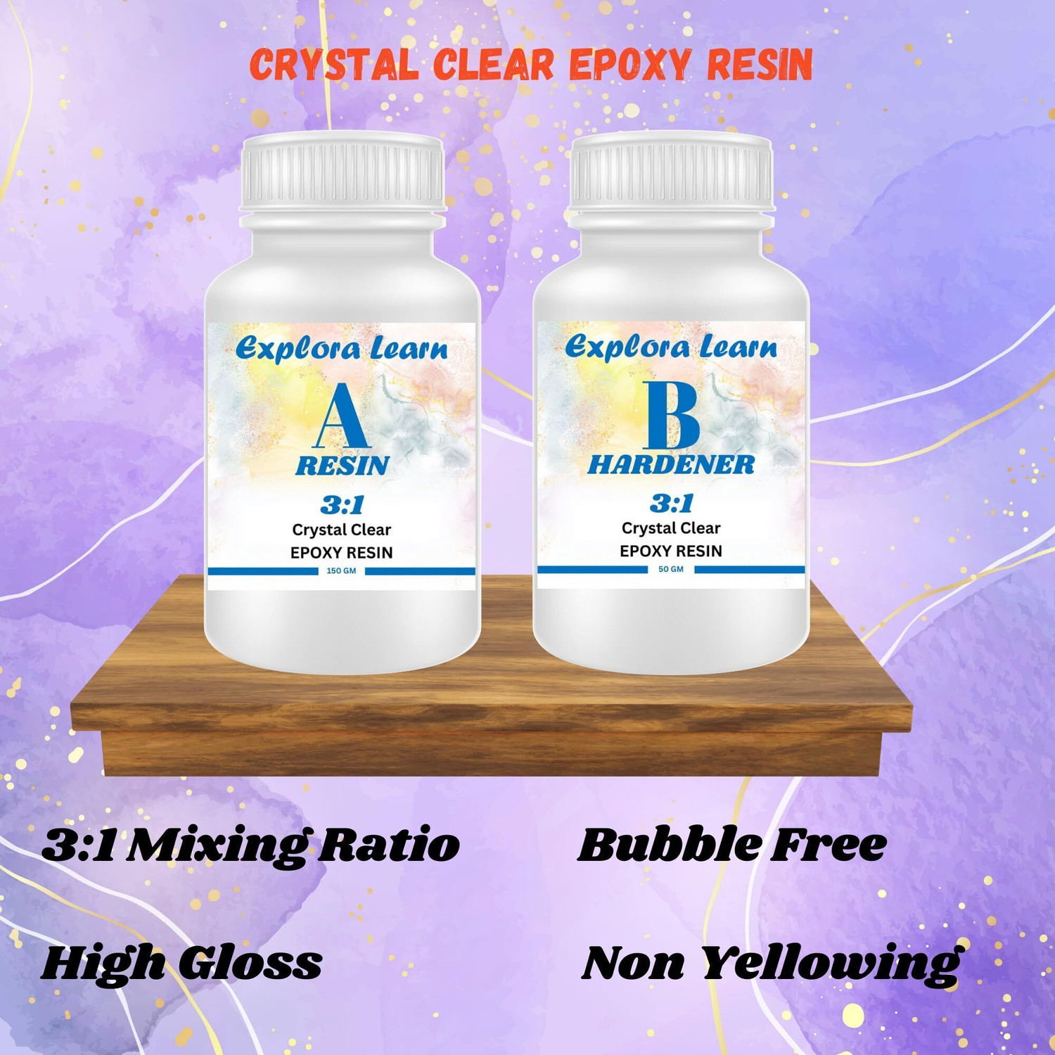 Image of Exploralearn Ultimate Resin Art Kit - DIY Alphabet and Coaster Kit with 200 gm Epoxy Resin