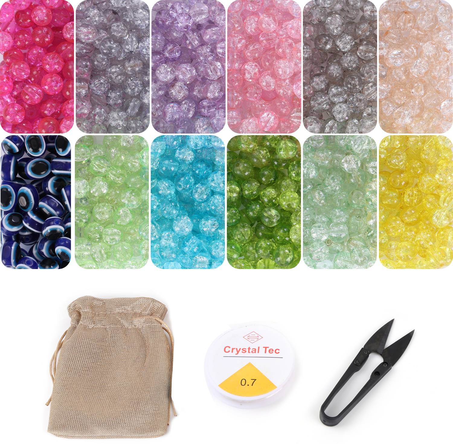 ambitieux DIY 12 crackle glass beads kit