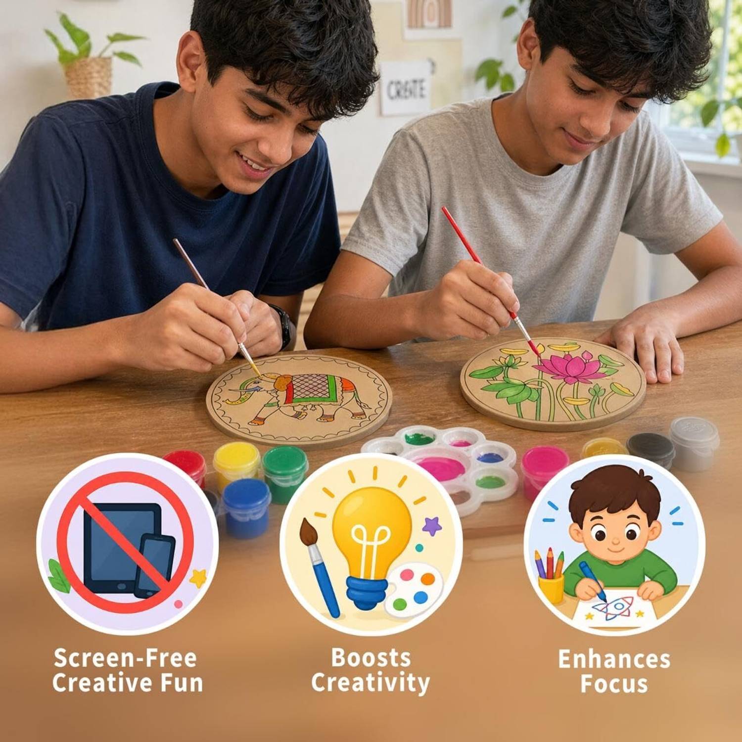 MINDPILOT 3 in 1 Indian Painting Coaster Kit - Image 5