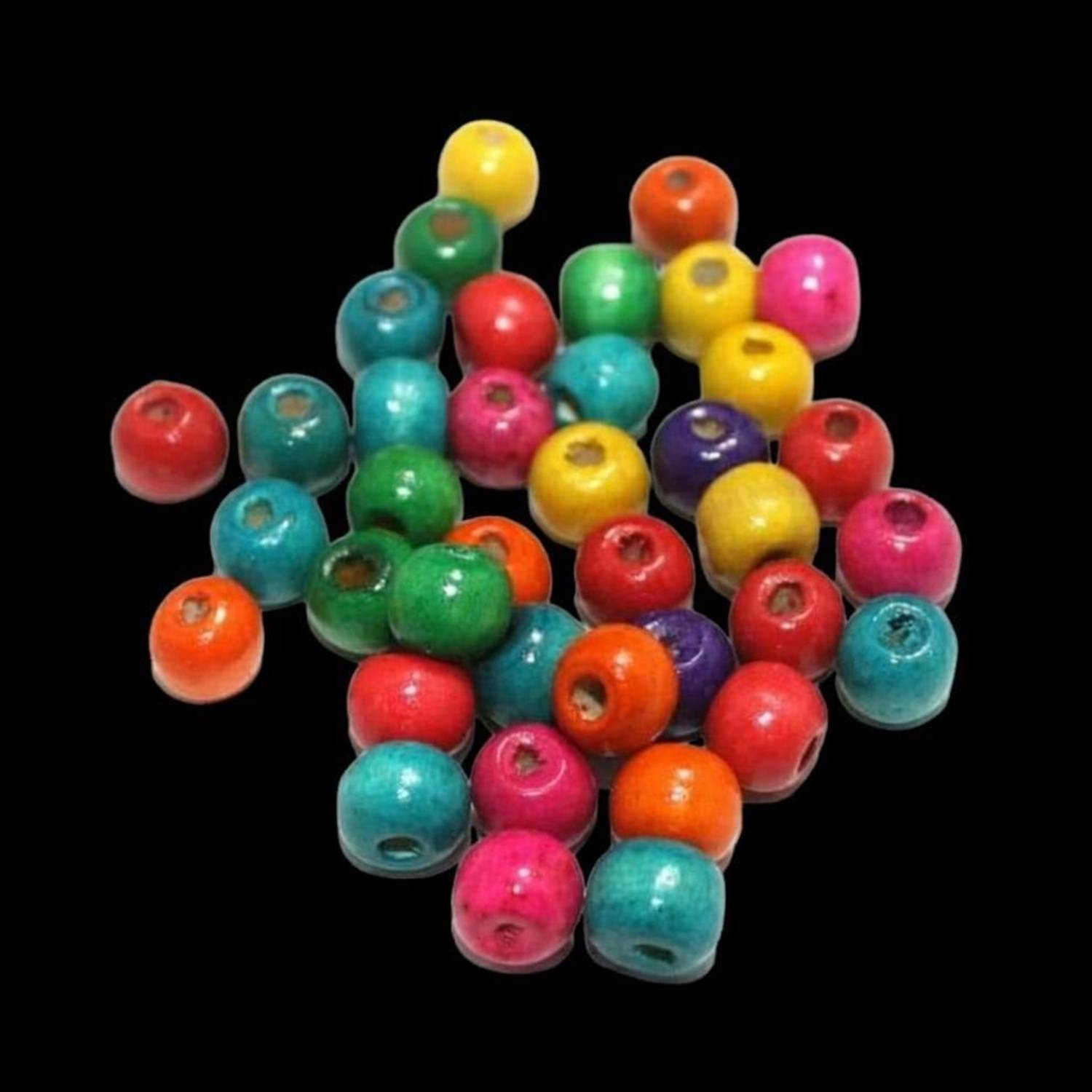 AAASAH 8mm Round Wooden Beads for Art & Craft,Jewellery Making MultiColor Pack of 100