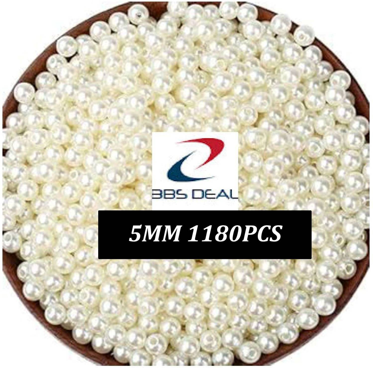 BBS DEAL Cream Pearl (5mm) 1180 pcs Moti, Craft Pearl Beads for Beading and Crafts (5mm)