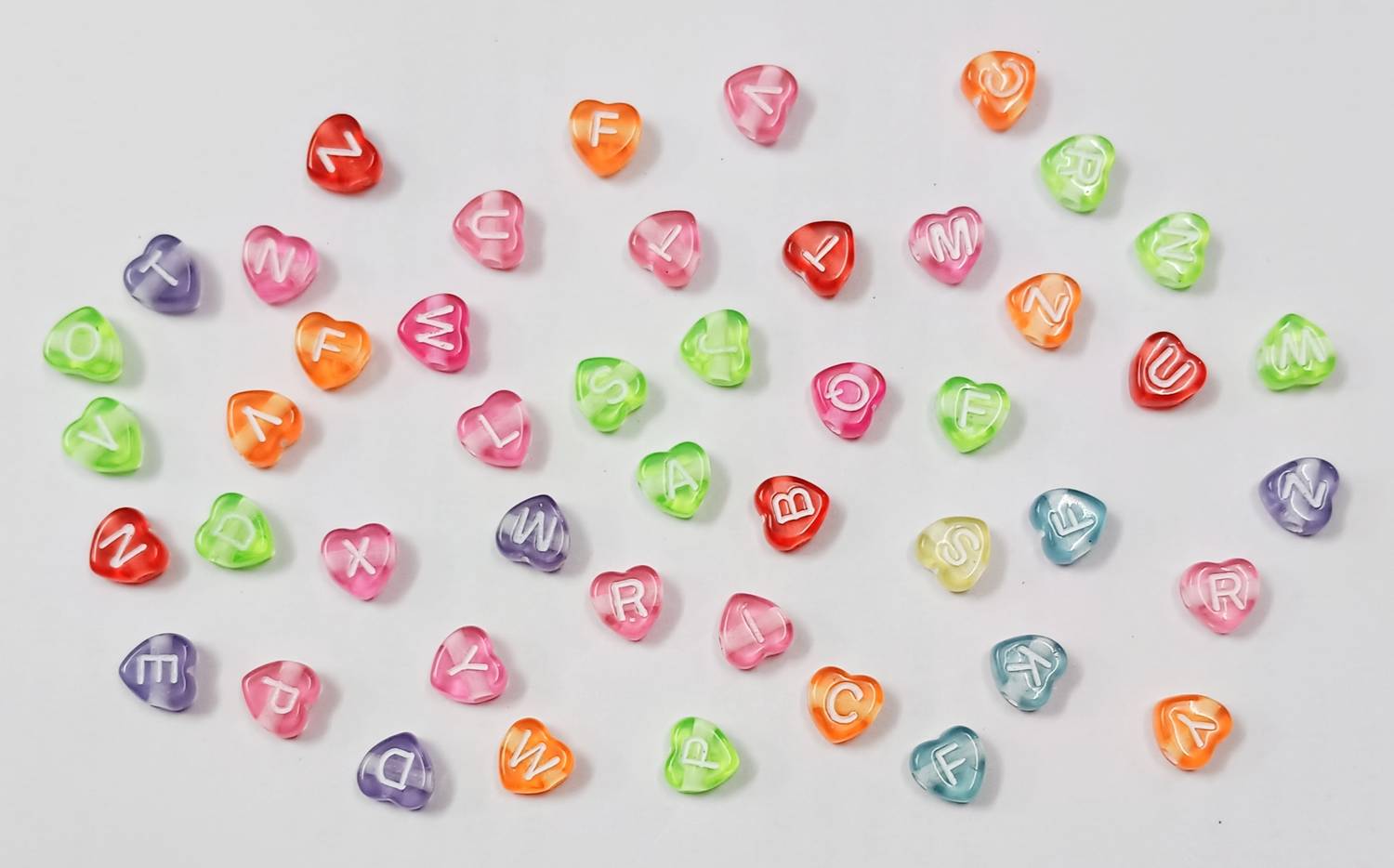 Beadsnpearls Multi Colored Heart Shaped Acrylic Alphabet Beads 6mm 400 Pcs