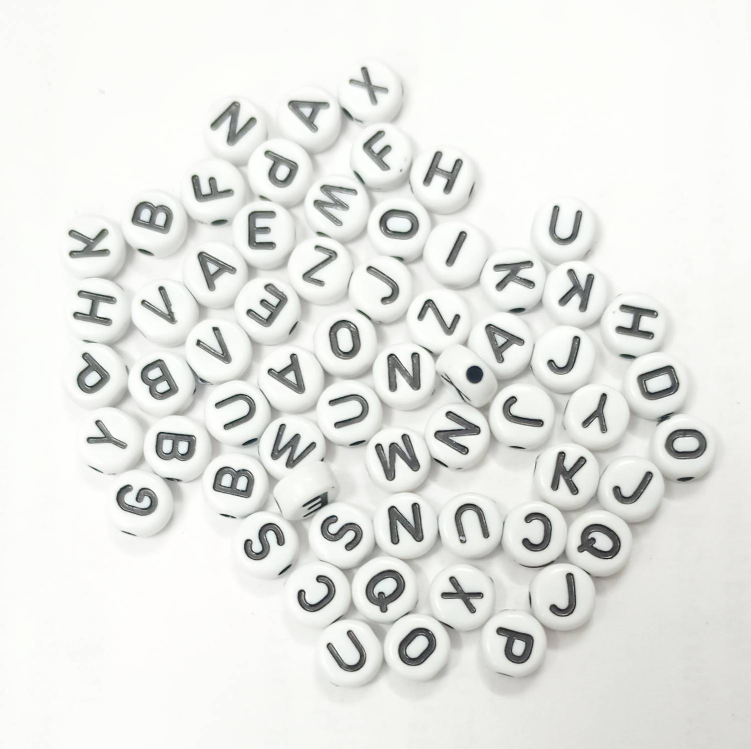 Beadsnpearls Black And White Acrylic Alphabet Beads pack of 400 pcs