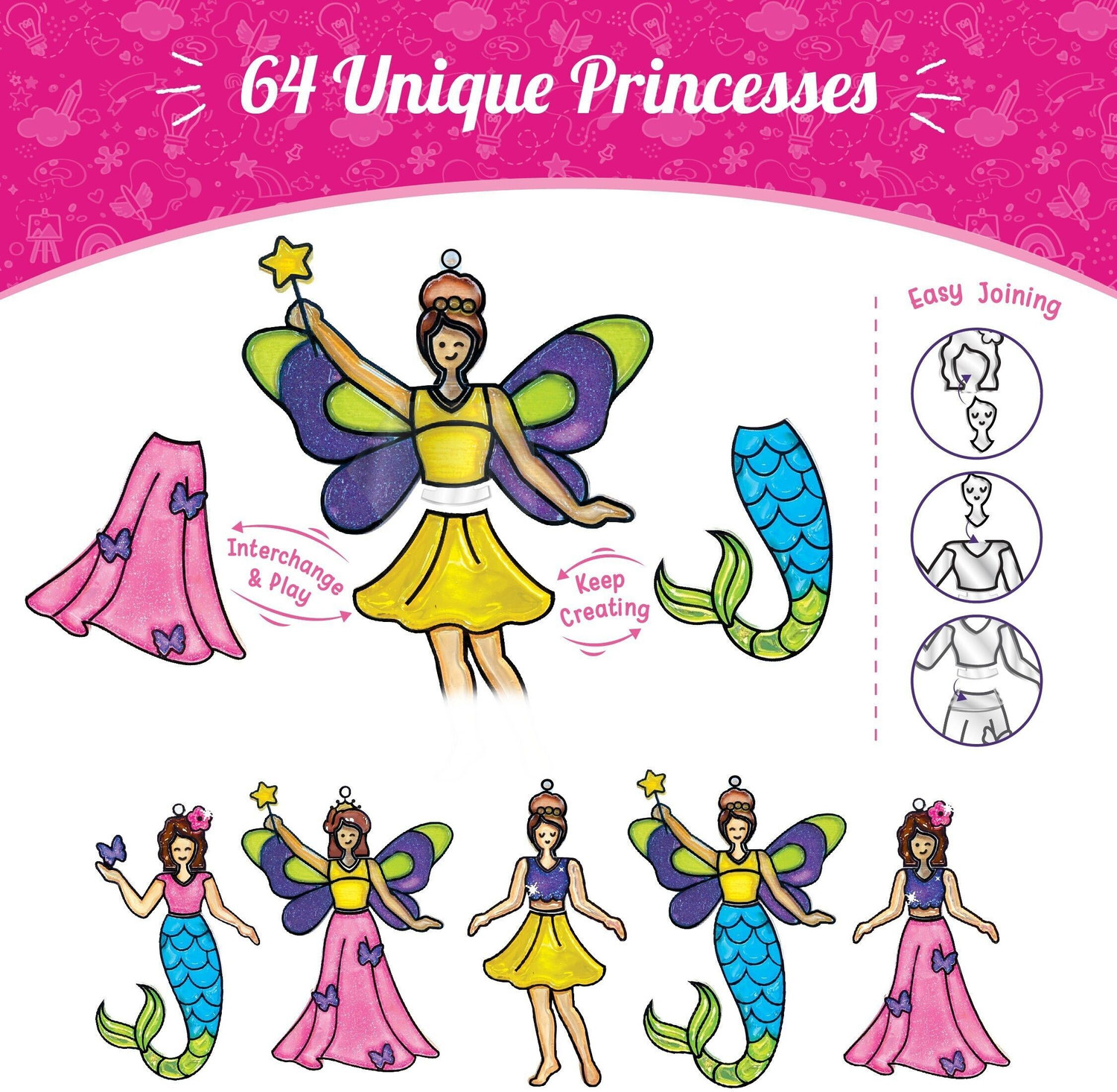 Image of Imagimake Window Art - Princess - Glass Painting Set - Craft Kit for Girls 5 Years & Above