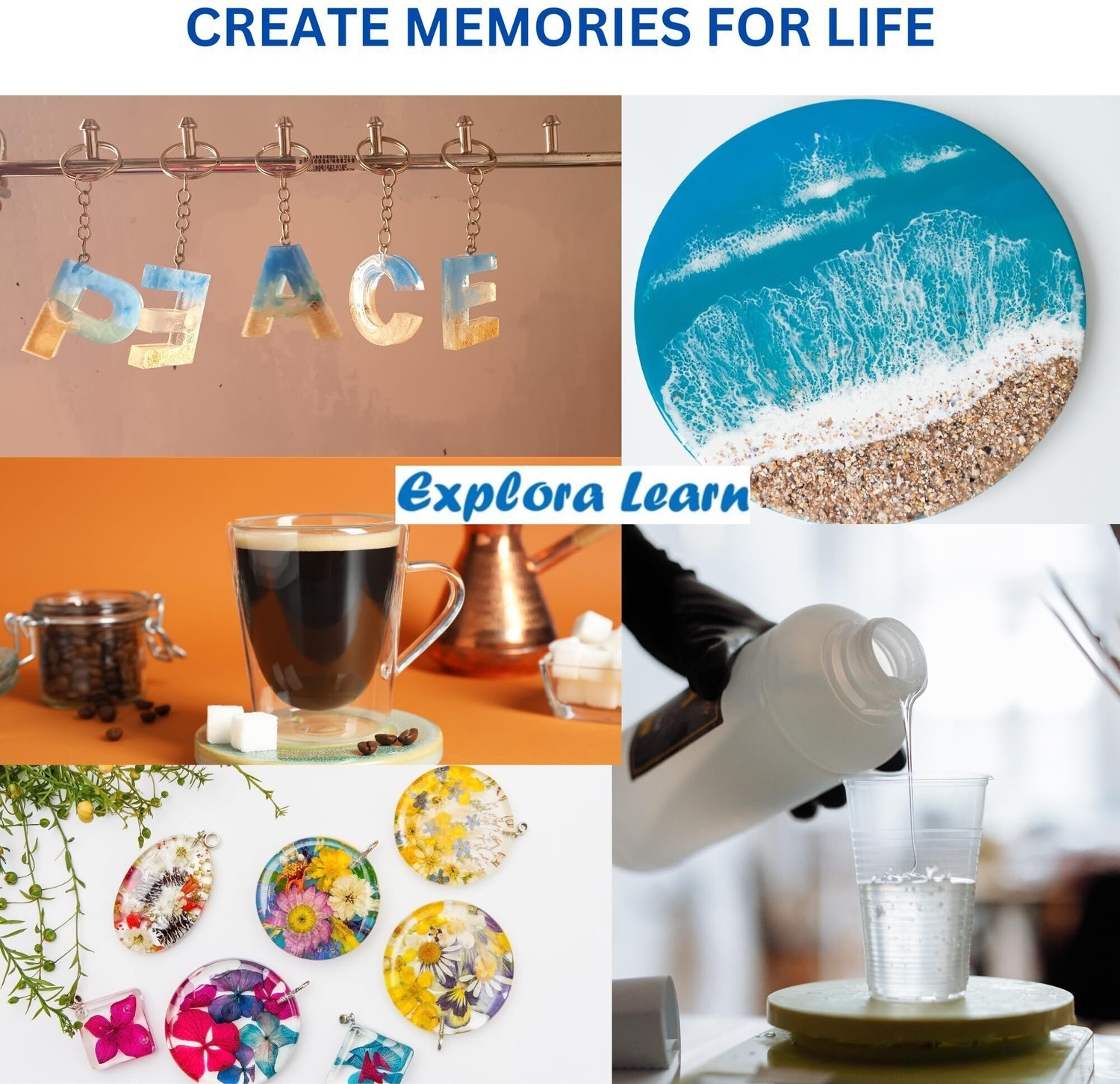 Image of Exploralearn Ultimate Resin Art Kit - DIY Alphabet and Coaster Kit with 200 gm Epoxy Resin