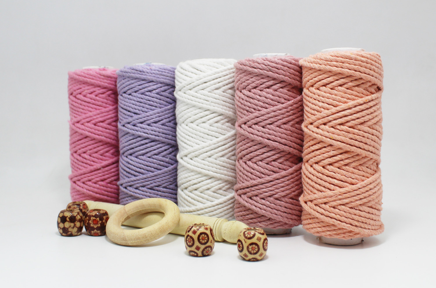 Image of Craft Affair 3Ply Twisted Macrame (Each 10m) kit For Diy Projects - bab Lav Whi Pea Dus