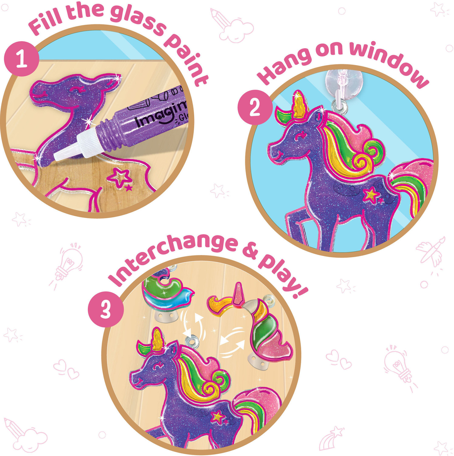 Image of Imagimake Window Art Unicorn | Glass Painting Kit