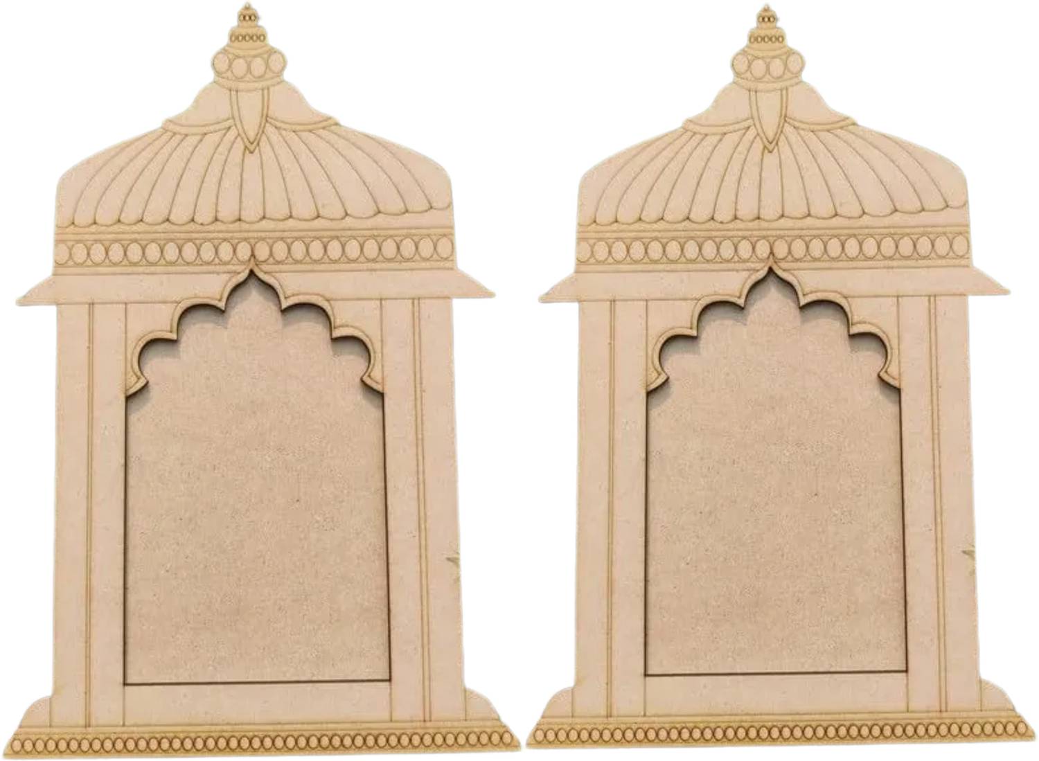 AmericanElm American Elm Pack of 2 MDF Craft Jharokha - 12X8 Inch Wooden Jharokha Cutout
