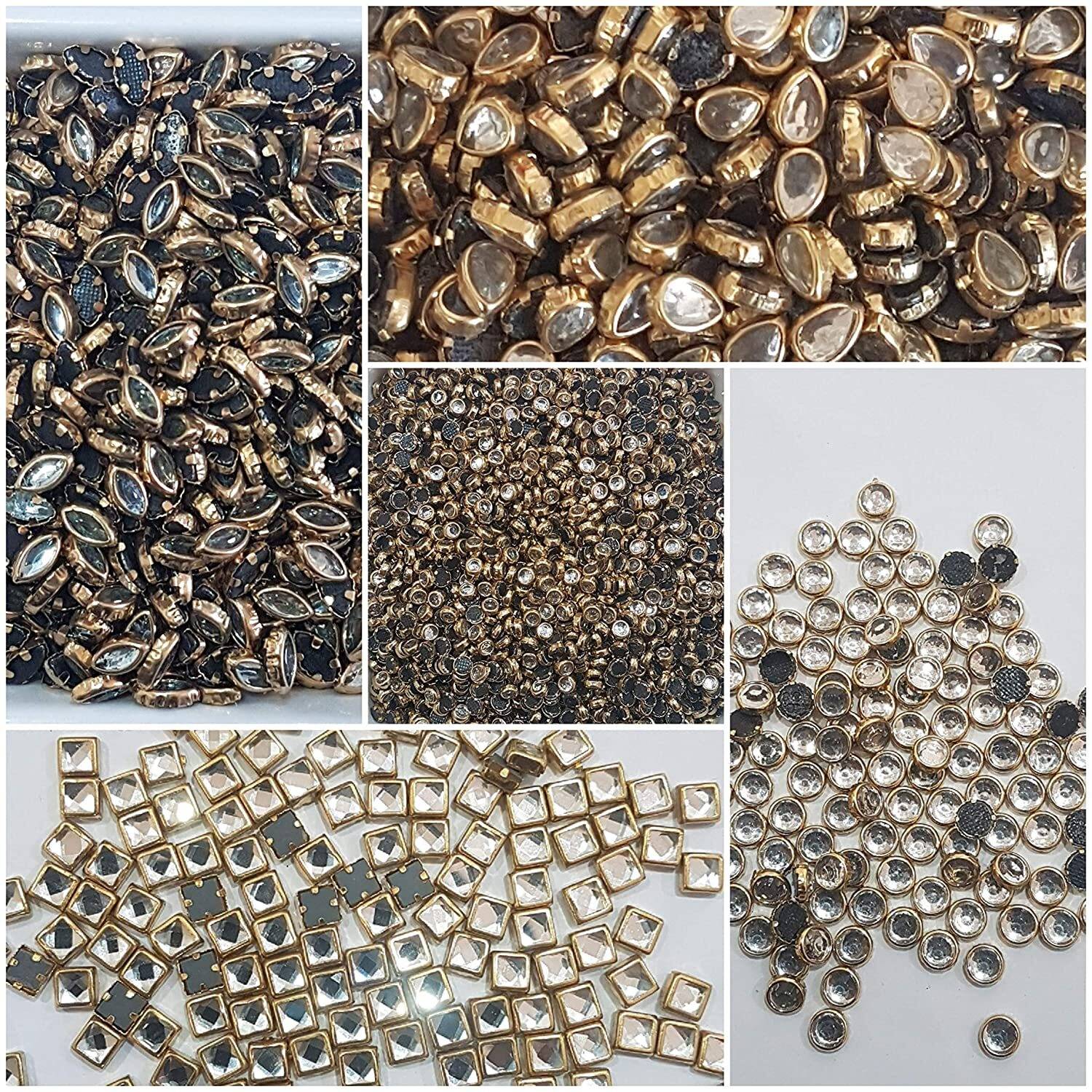 BDRMKH Embroidery material Kundan Beads Combo 5 (total 500 pcs)