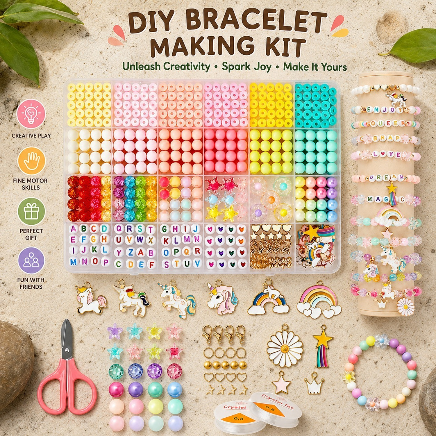 Image of Croyki DIY Bracelet Making Kit Girls Jewelry Making Kit Colorful Beads Alphabet Beads